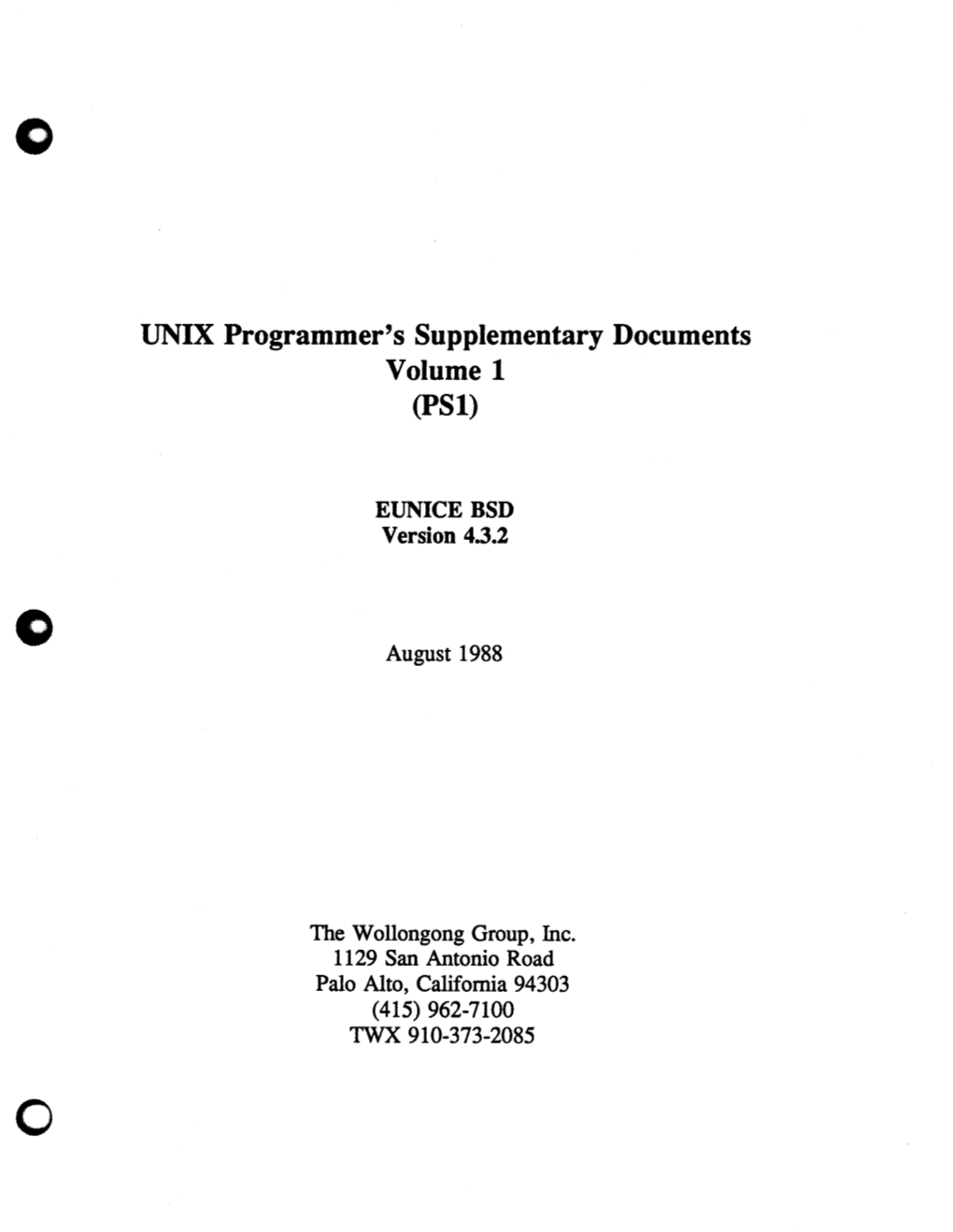 Eunice BSD 4.3.2 UNIX Programmer's Supplementary Documents