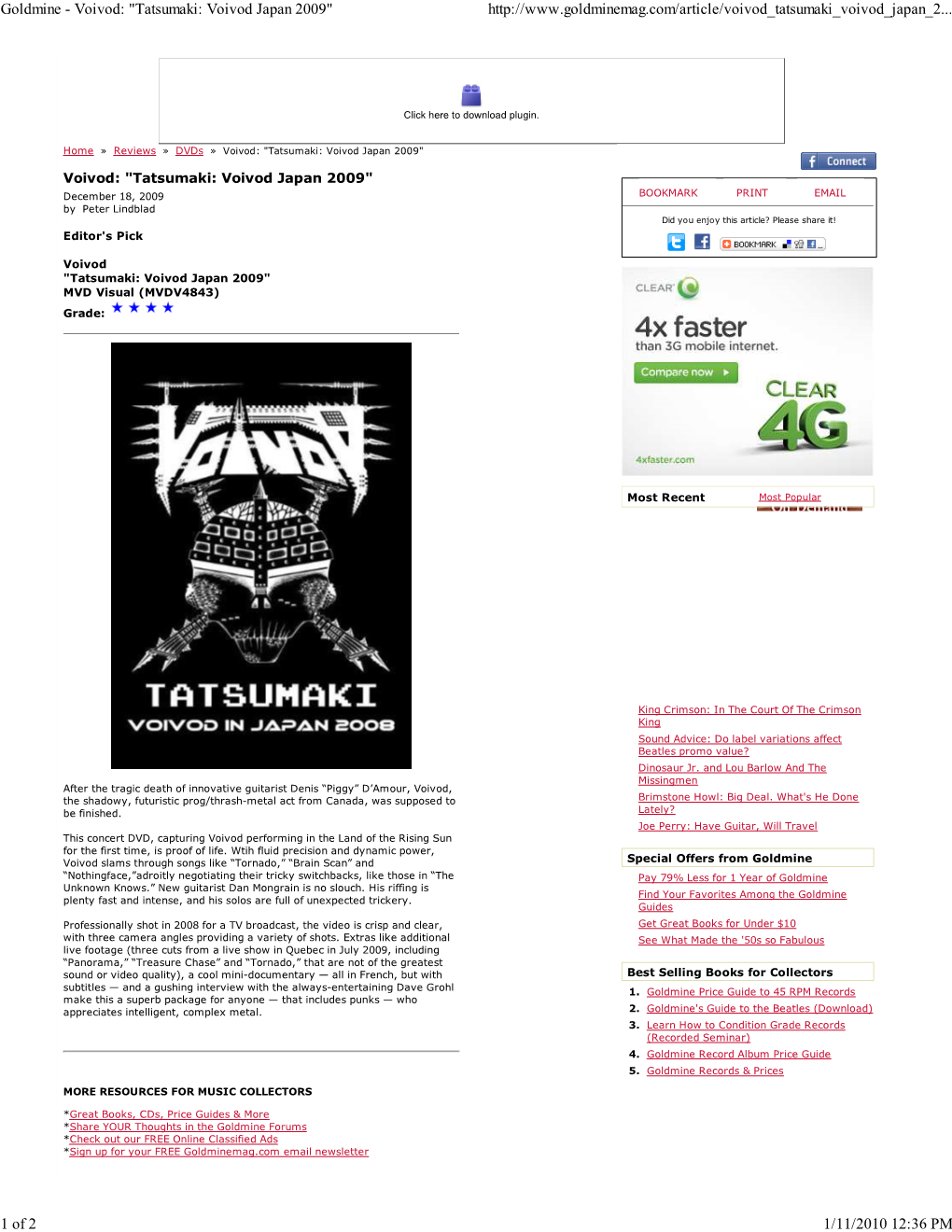 Goldmine - Voivod: "Tatsumaki: Voivod Japan 2009"