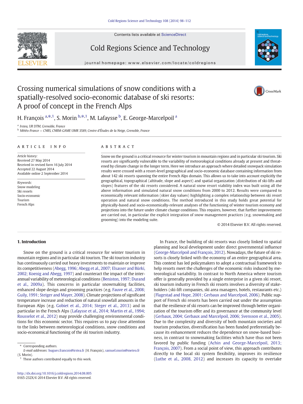 Crossing Numerical Simulations of Snow Conditions with a Spatially-Resolved Socio-Economic Database of Ski Resorts: a Proof of Concept in the French Alps