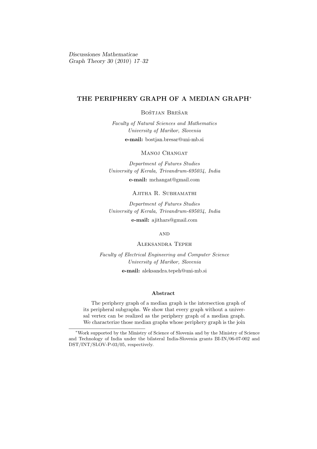 The Periphery Graph of a Median Graph∗