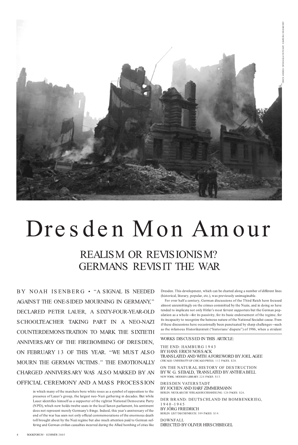 Dresden Mon Amour REALISM OR REVISIONISM? GERMANS REVISIT the WAR