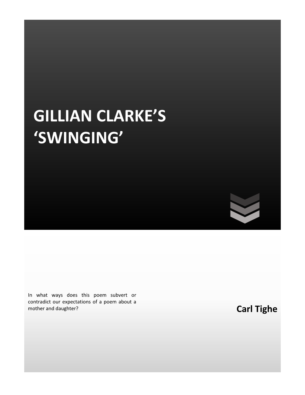 Gillian Clarke's Poetics in 'Swinging'