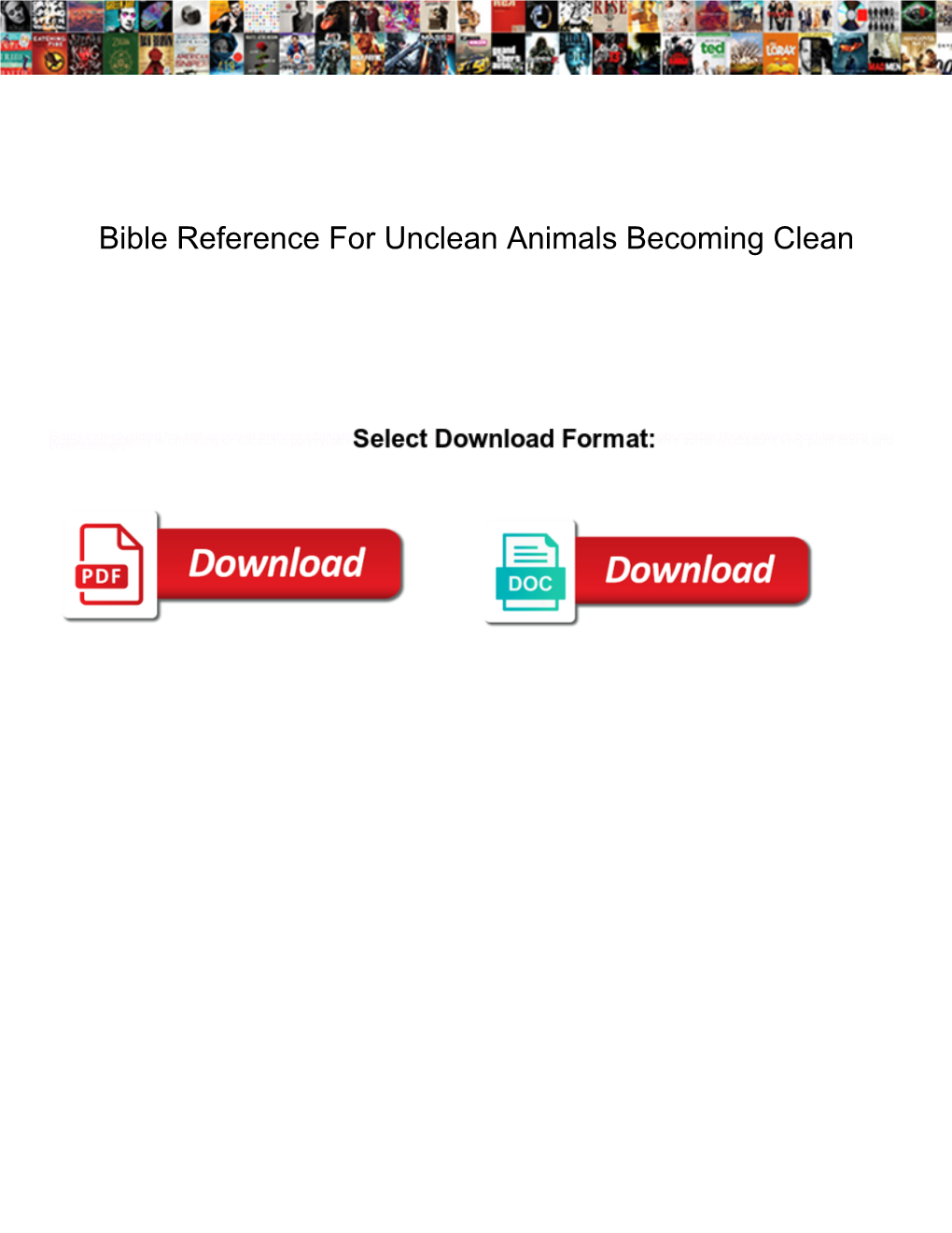 Bible Reference for Unclean Animals Becoming Clean