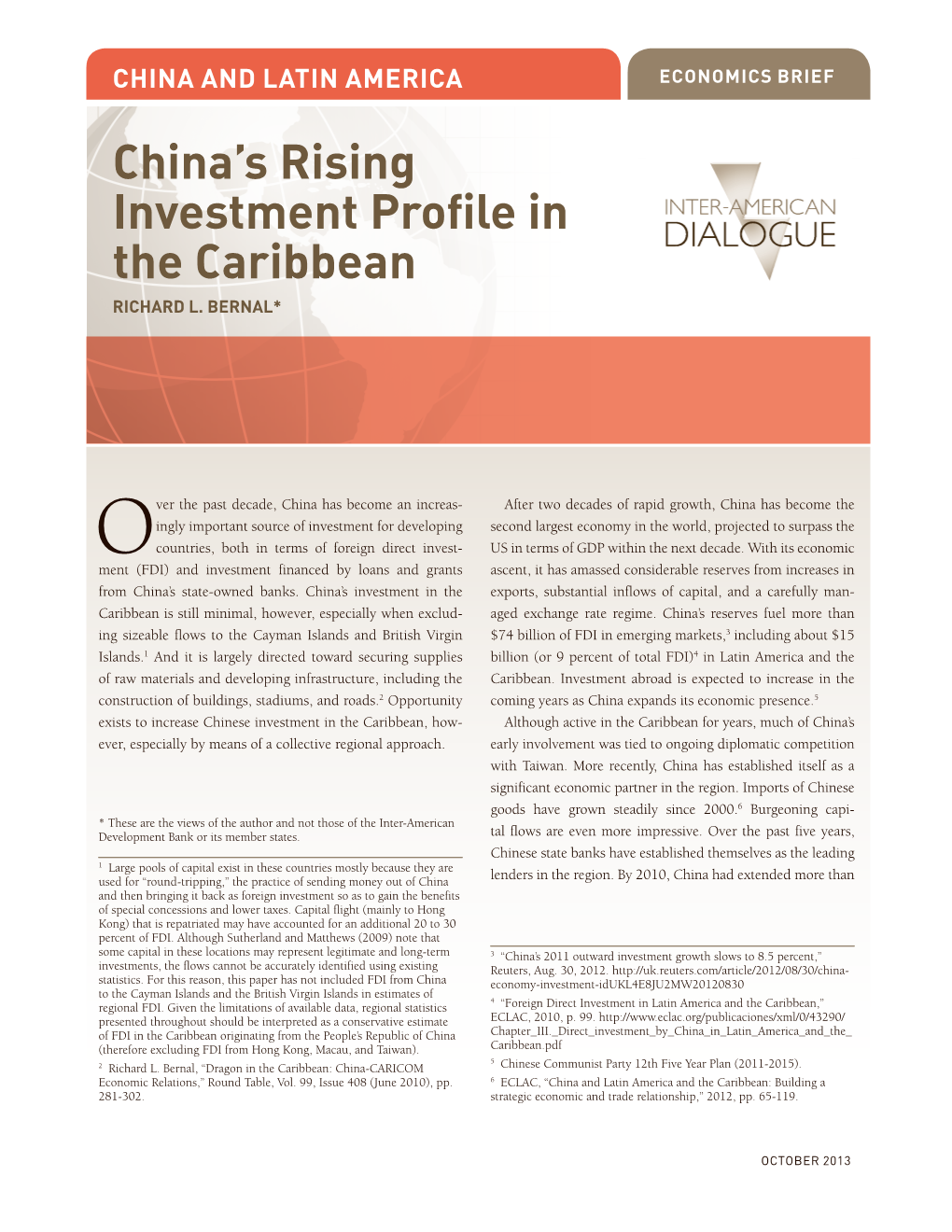 China's Rising Investment Profile in the Caribbean