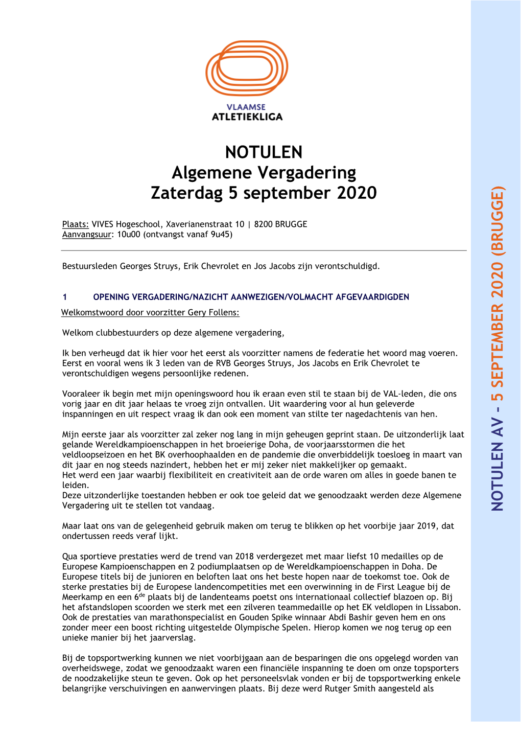 NOTULEN Algemene Vergadering Zaterdag 5 September 2020