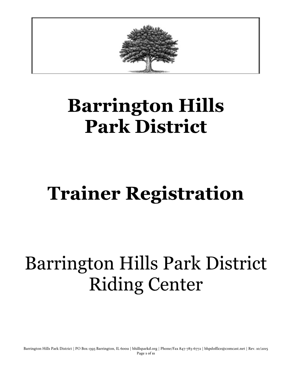 Barrington Hills Park District Trainer Registration Barrington Hills Park