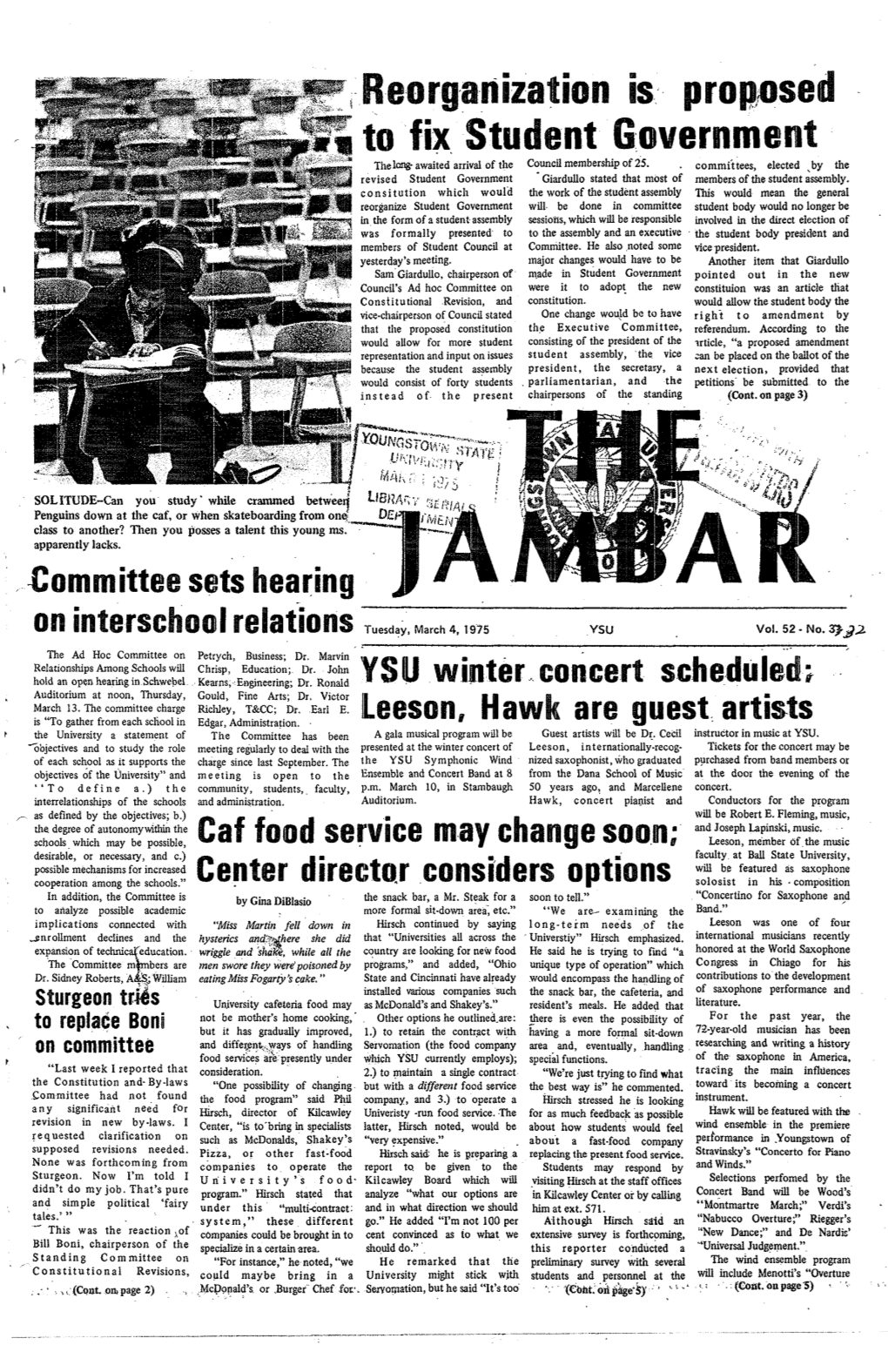 Committee Sets Hearing to Fix IS Overnment YSU Winter Concert