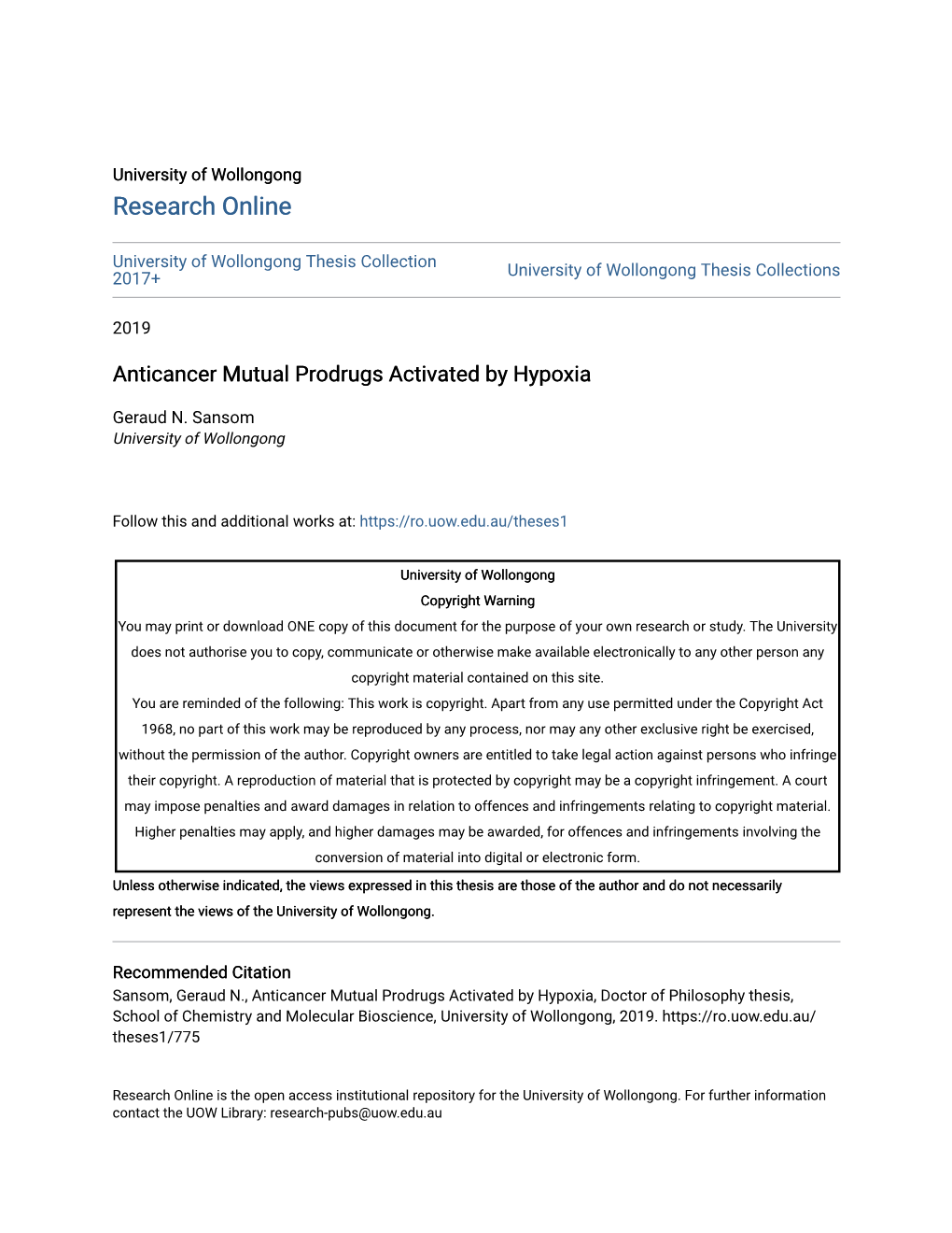 Anticancer Mutual Prodrugs Activated by Hypoxia