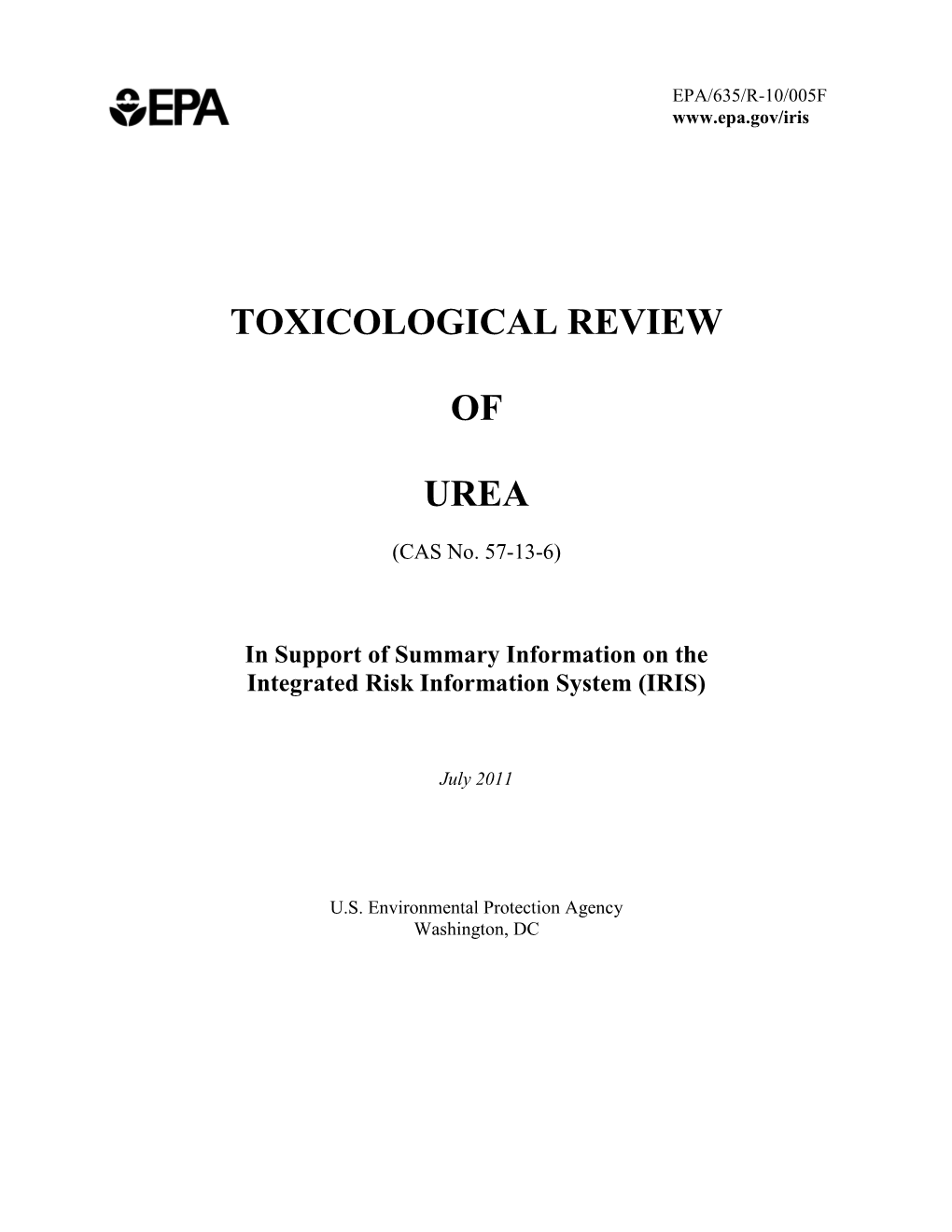 TOXICOLOGICAL REVIEW of UREA (CAS No