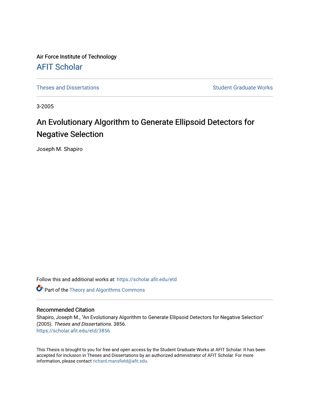 An Evolutionary Algorithm to Generate Ellipsoid Detectors for Negative Selection