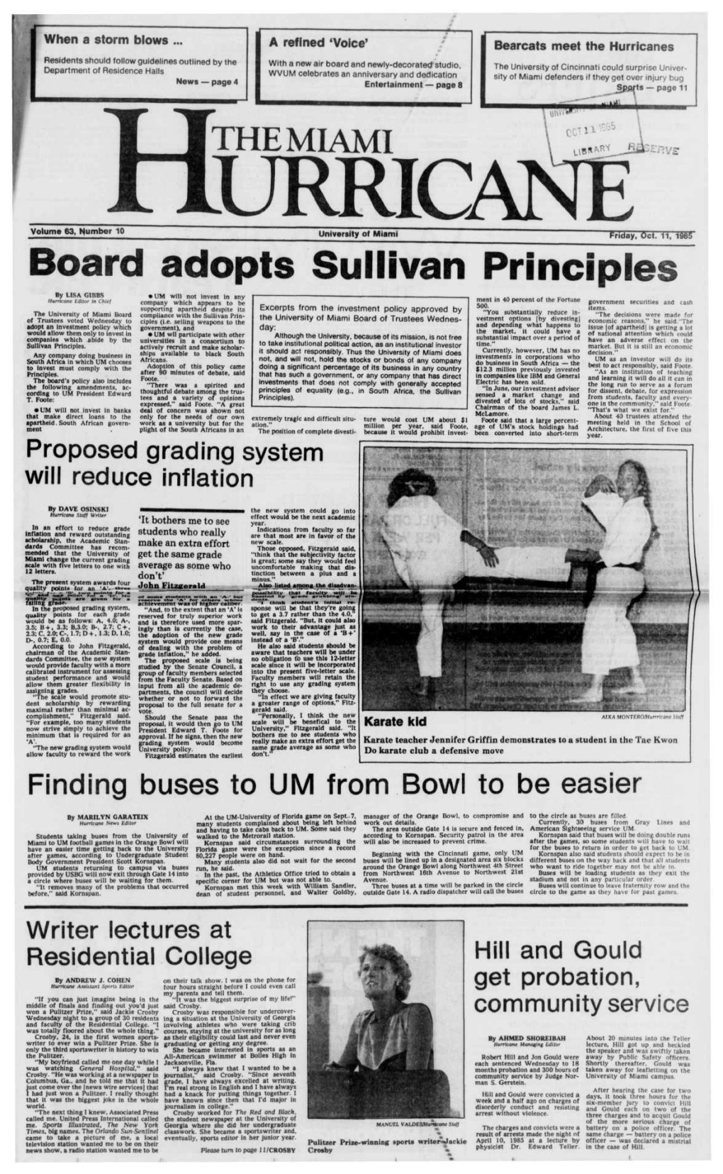 Board Adopts Sullivan Principles