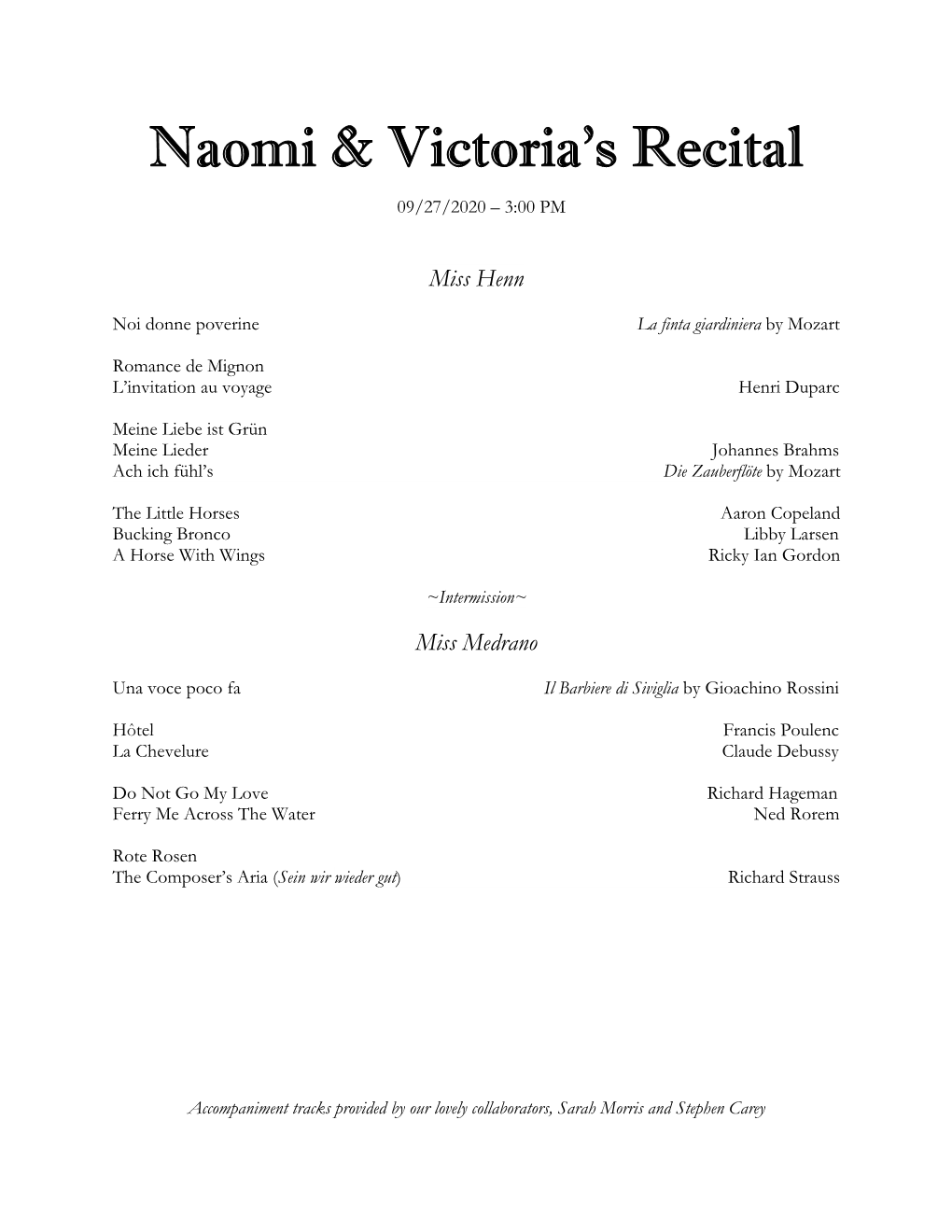 Naomi & Victoria's Recital
