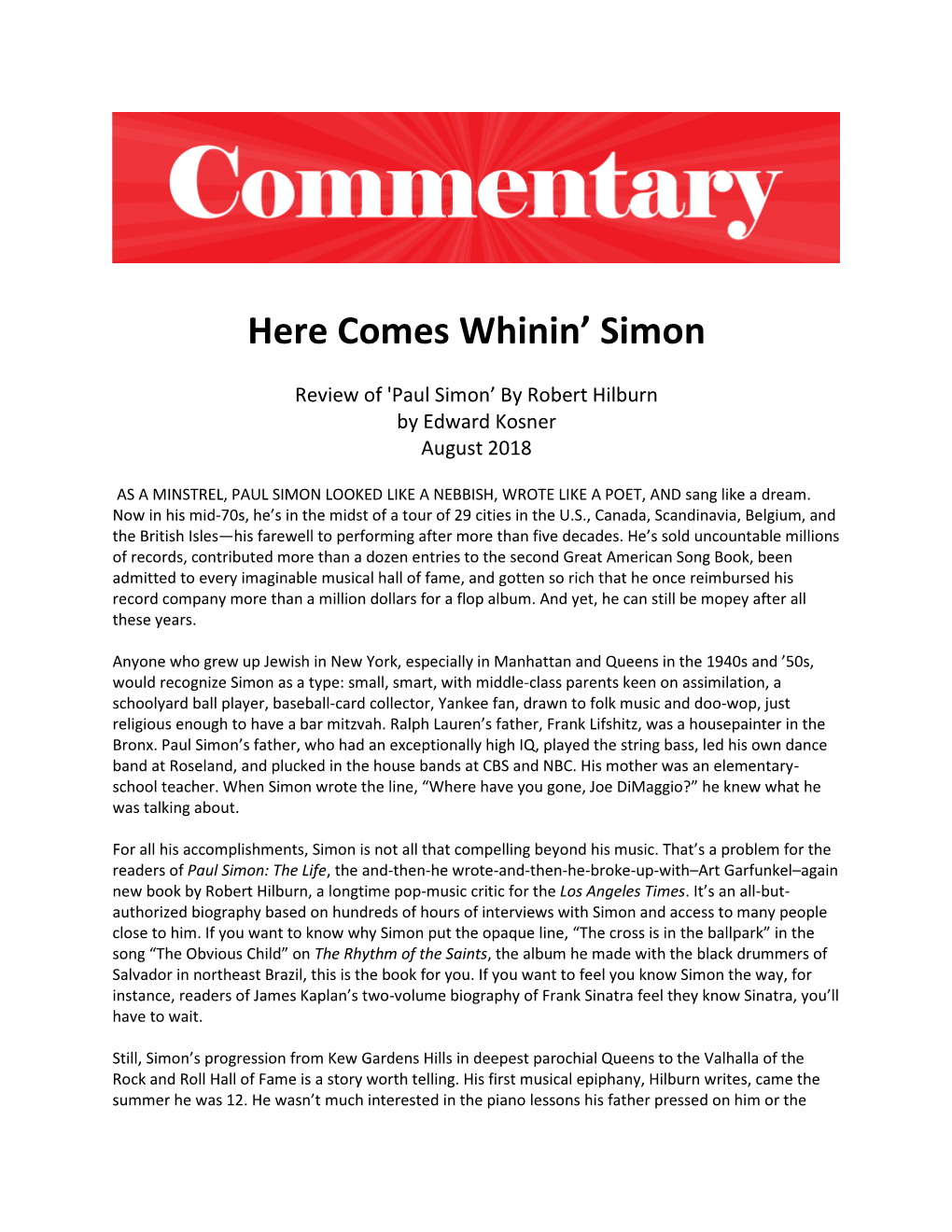 Here Comes Whinin' Simon