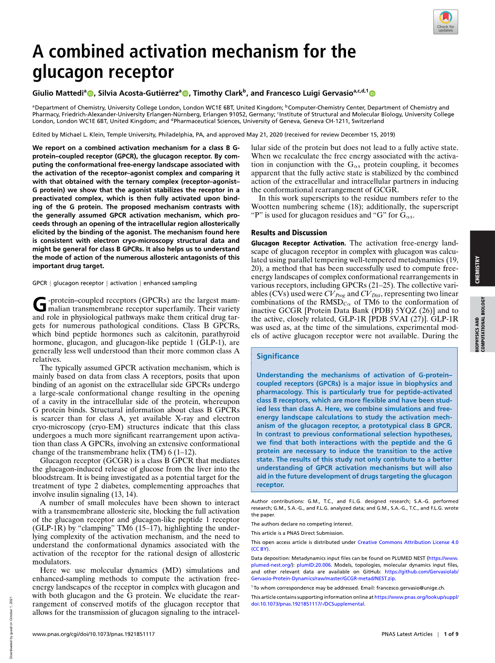 A Combined Activation Mechanism for the Glucagon Receptor