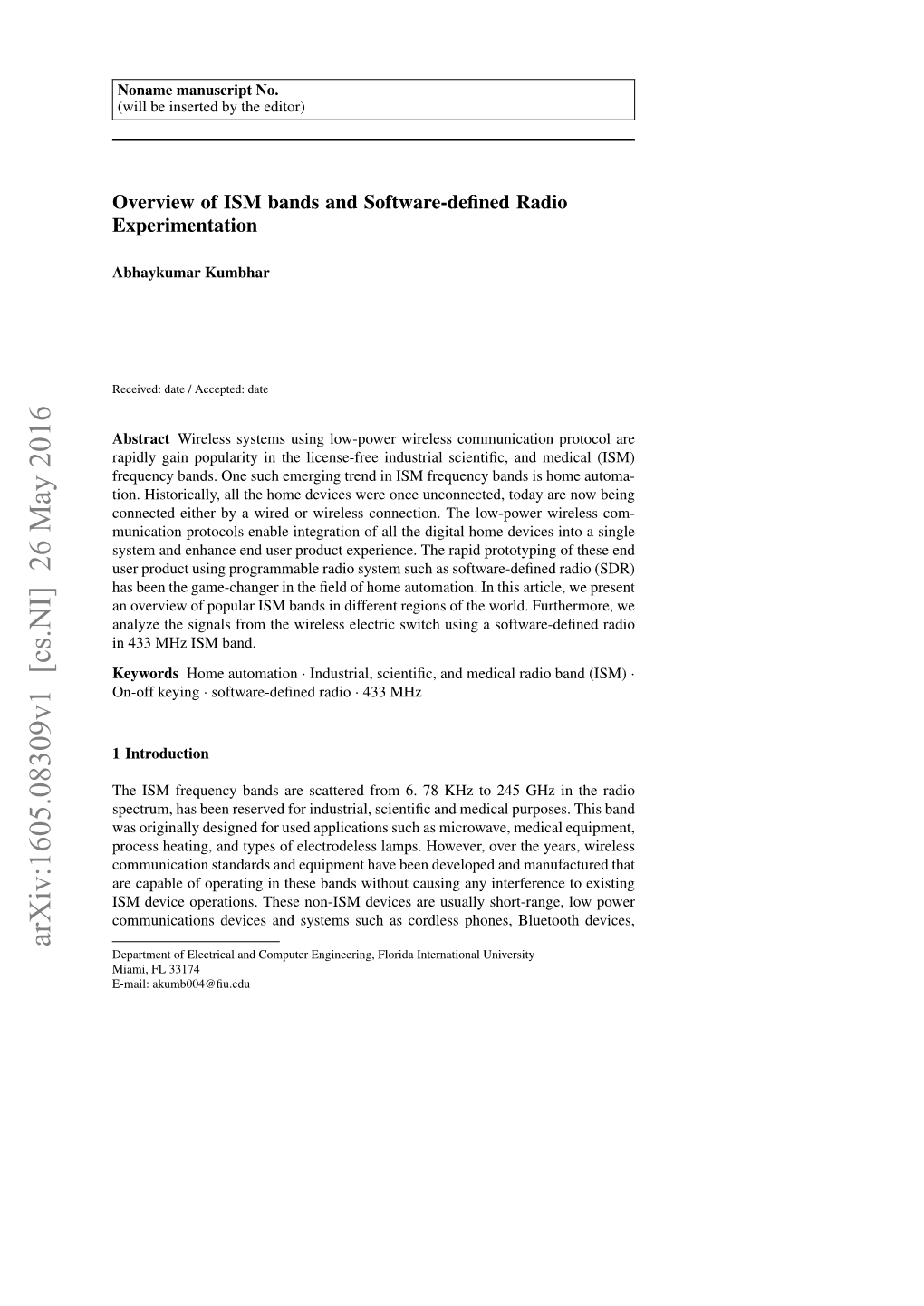 Overview of ISM Bands and Software-Defined Radio