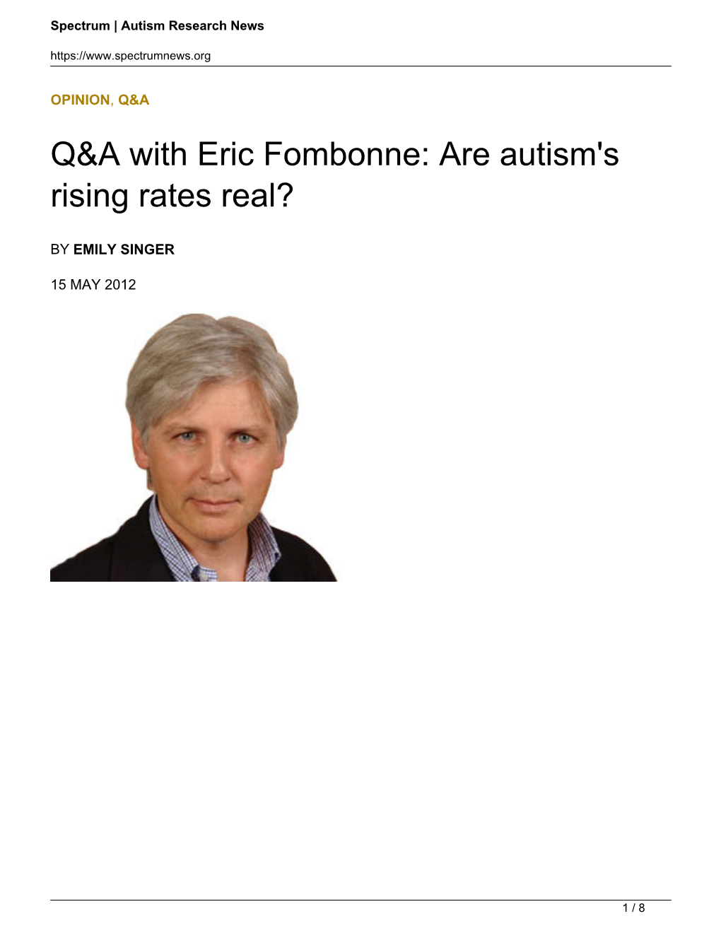 A with Eric Fombonne: Are Autism's Rising Rates Real?