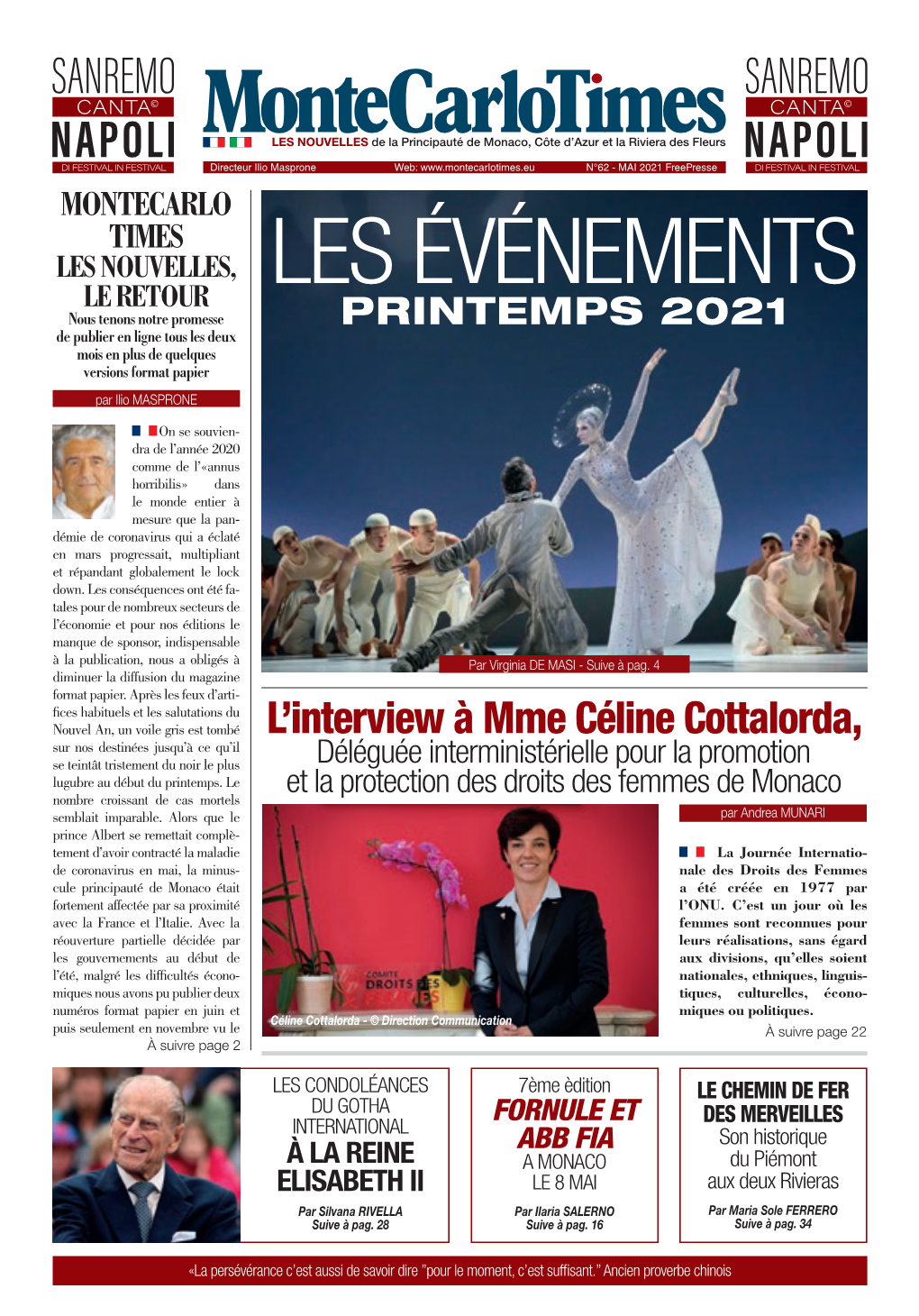 LES ÉVÉNEMENTS Nous Tenons Notre Promesse PRINTEMPS 2021 De Publier En Ligne Tous Les Deux Mois En Plus De Quelques Versions Format Papier Par Ilio MASPRONE