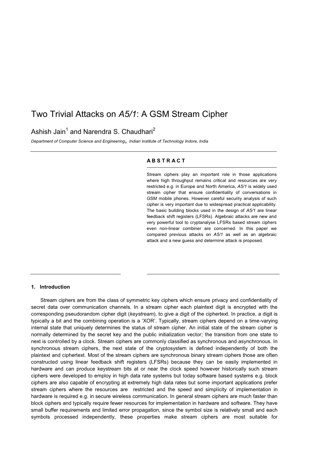 A GSM Stream Cipher