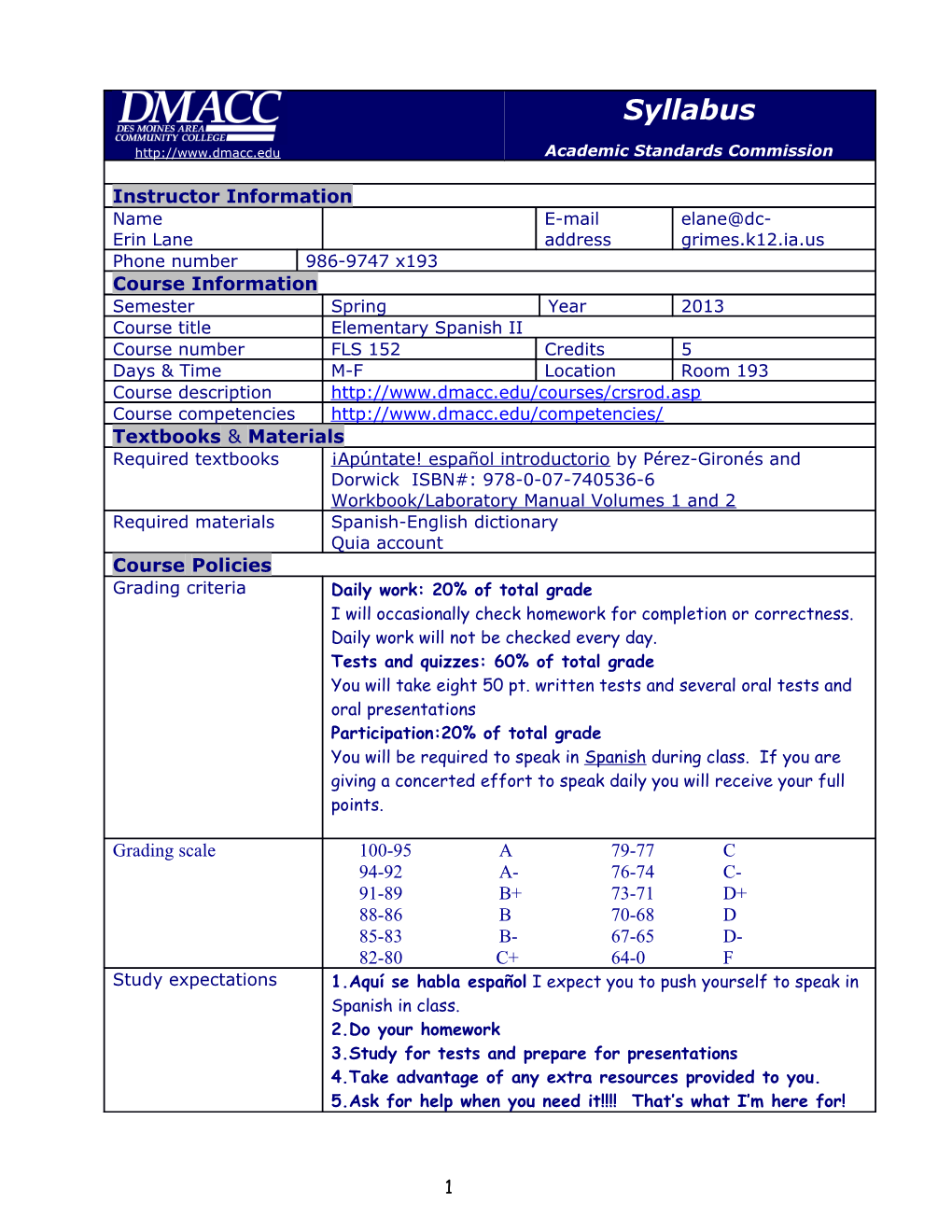 Academic Standards Commission