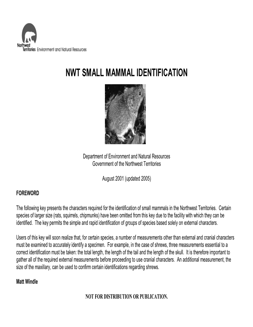 Nwt Small Mammal Identification