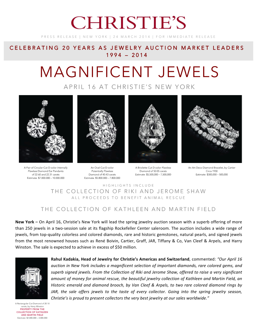 Magnificent Jewels April 16 at Christie’S New York