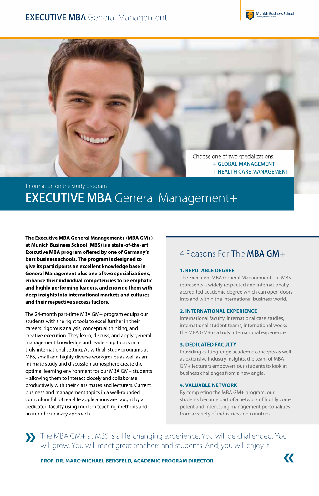 EXECUTIVE MBA General Management+ University of Applied Sciences