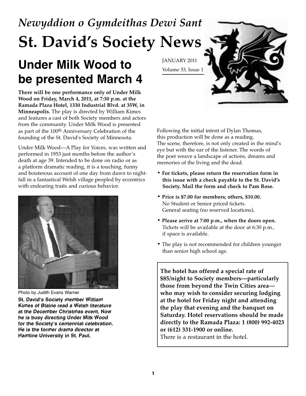 St. David's Society News