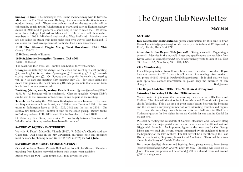 The Organ Club Newsletter Outdoor Heated Pool