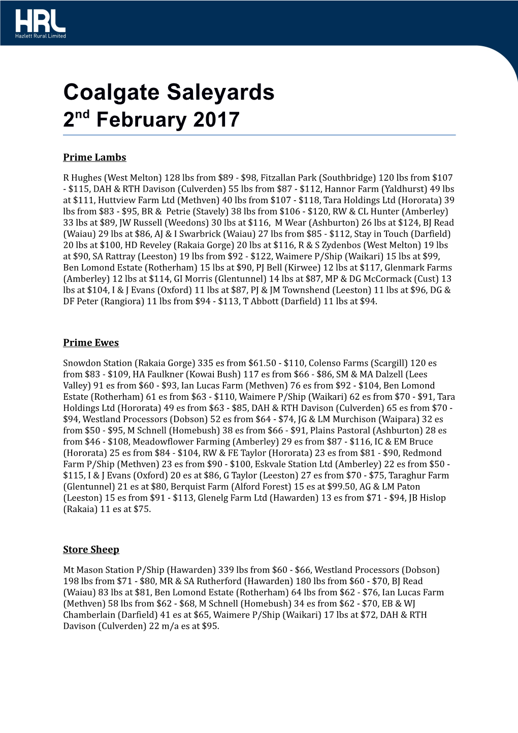 Coalgate Saleyards 2Nd February 2017