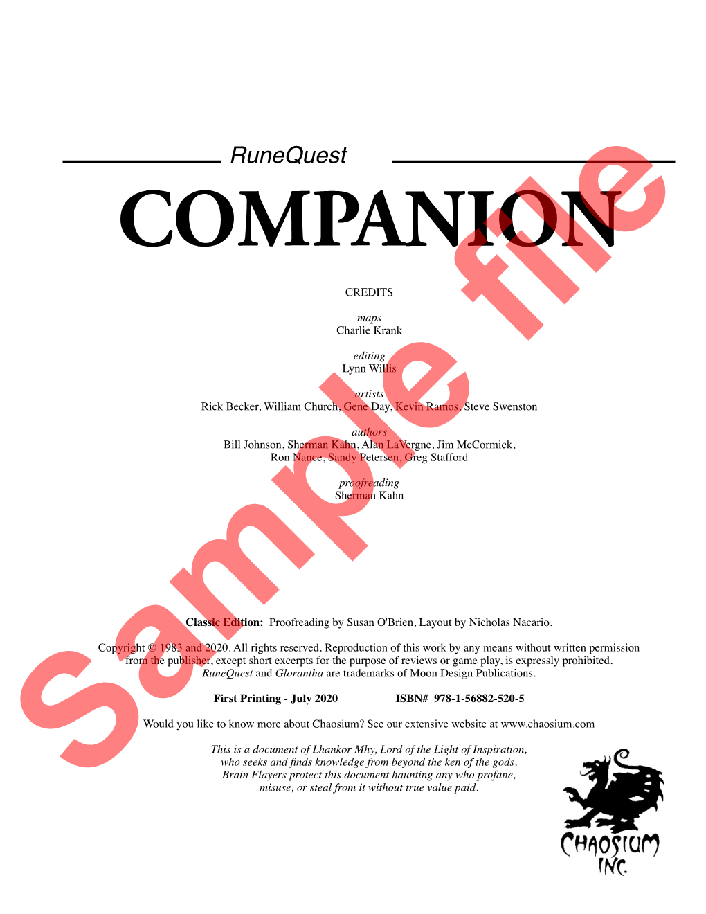 Runequest COMPANION