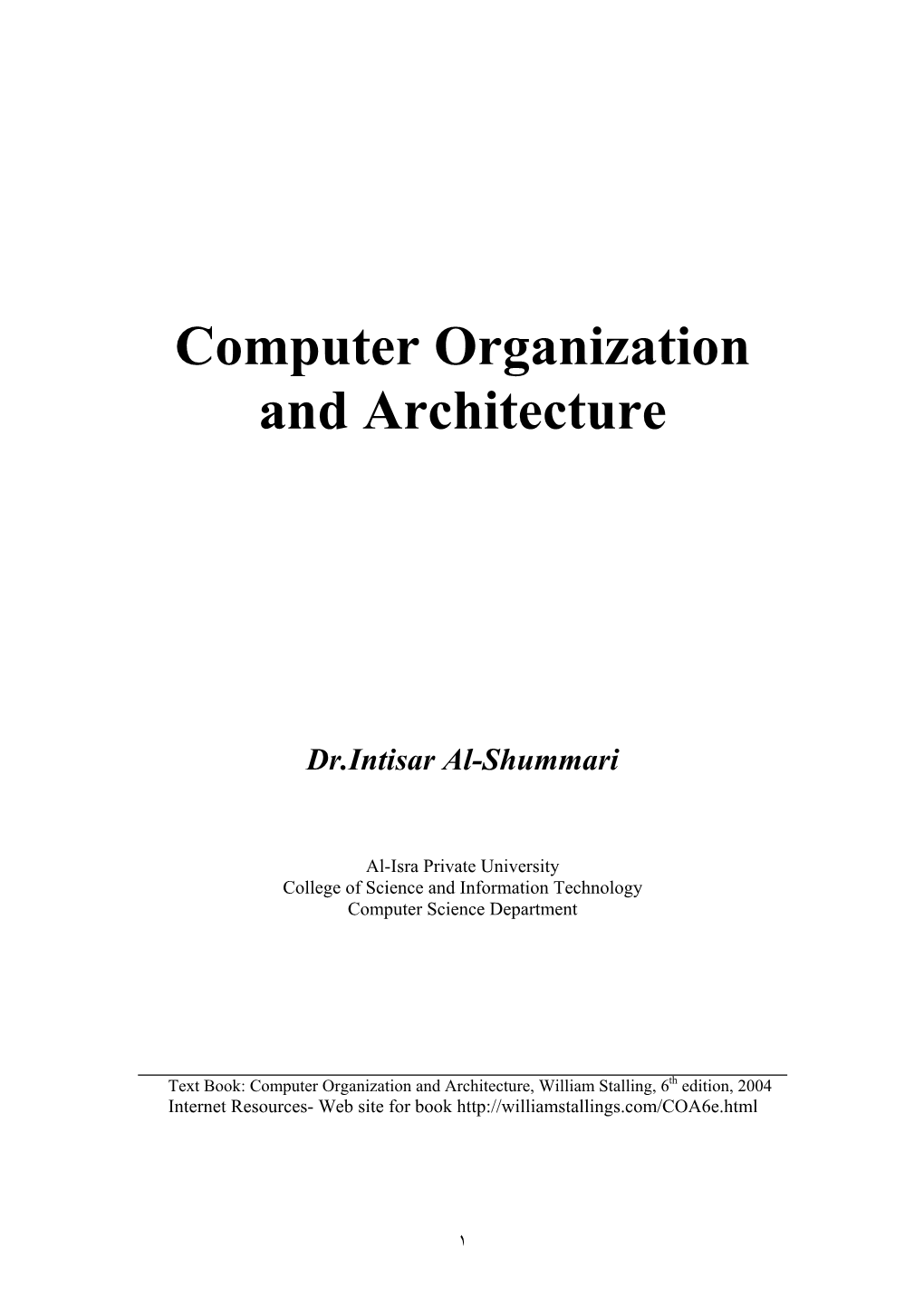 Computer Organization and Architecture