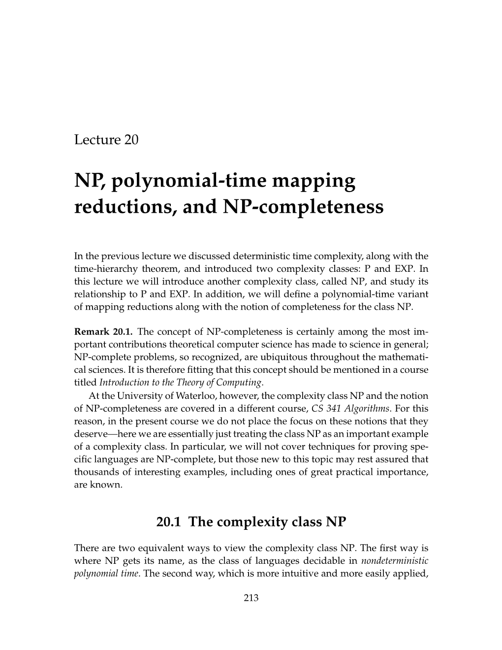 NP, Polynomial-Time Mapping Reductions, and NP-Completeness
