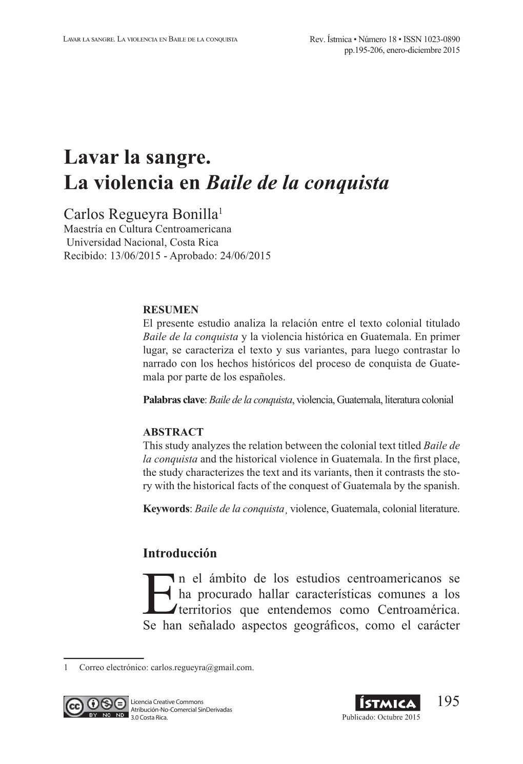 Lavar La Sangre. La Violencia En Baile De La Conquista Rev