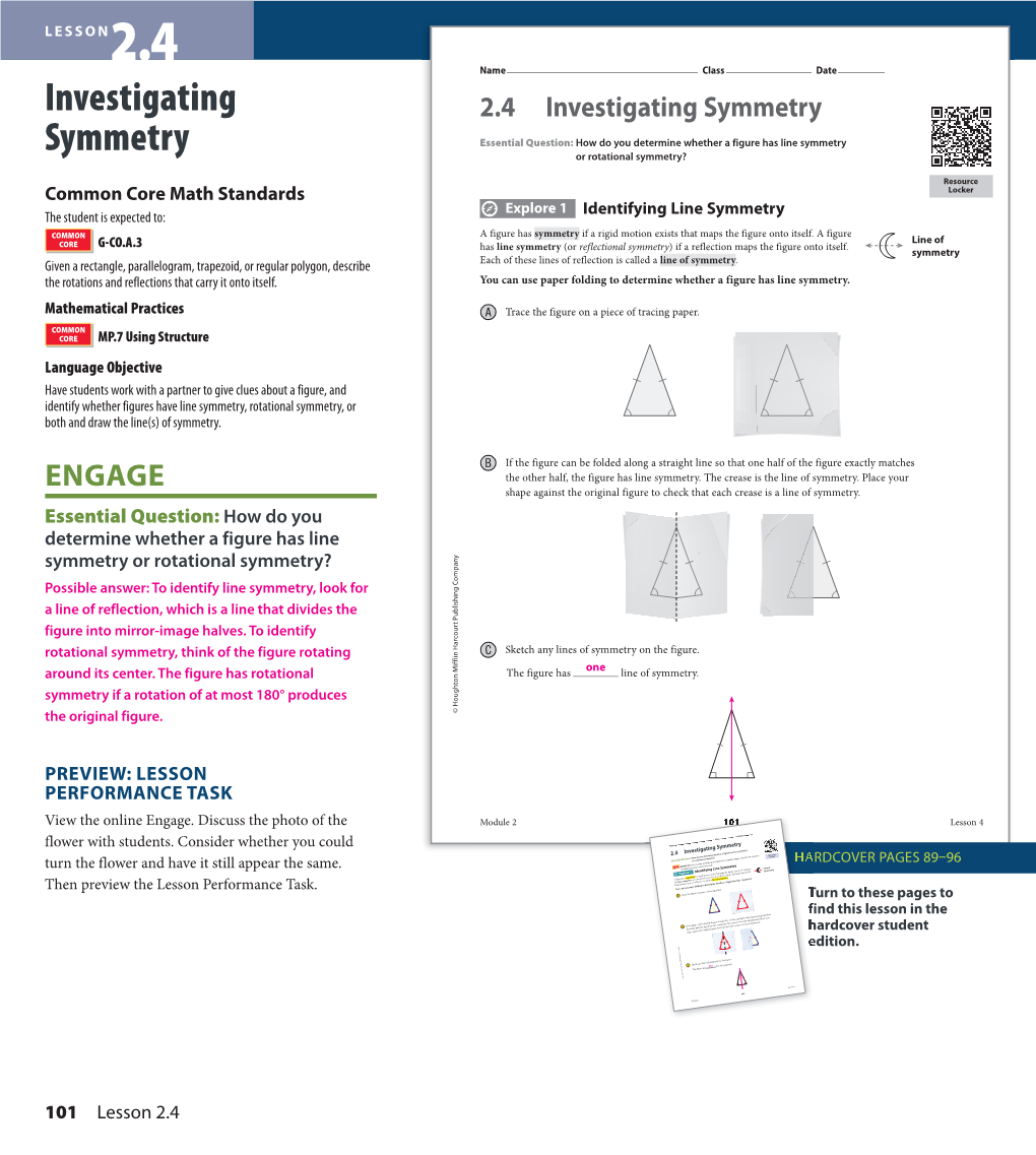 Investigating Symmetryinvestigating at the Center of the Figure Center the At