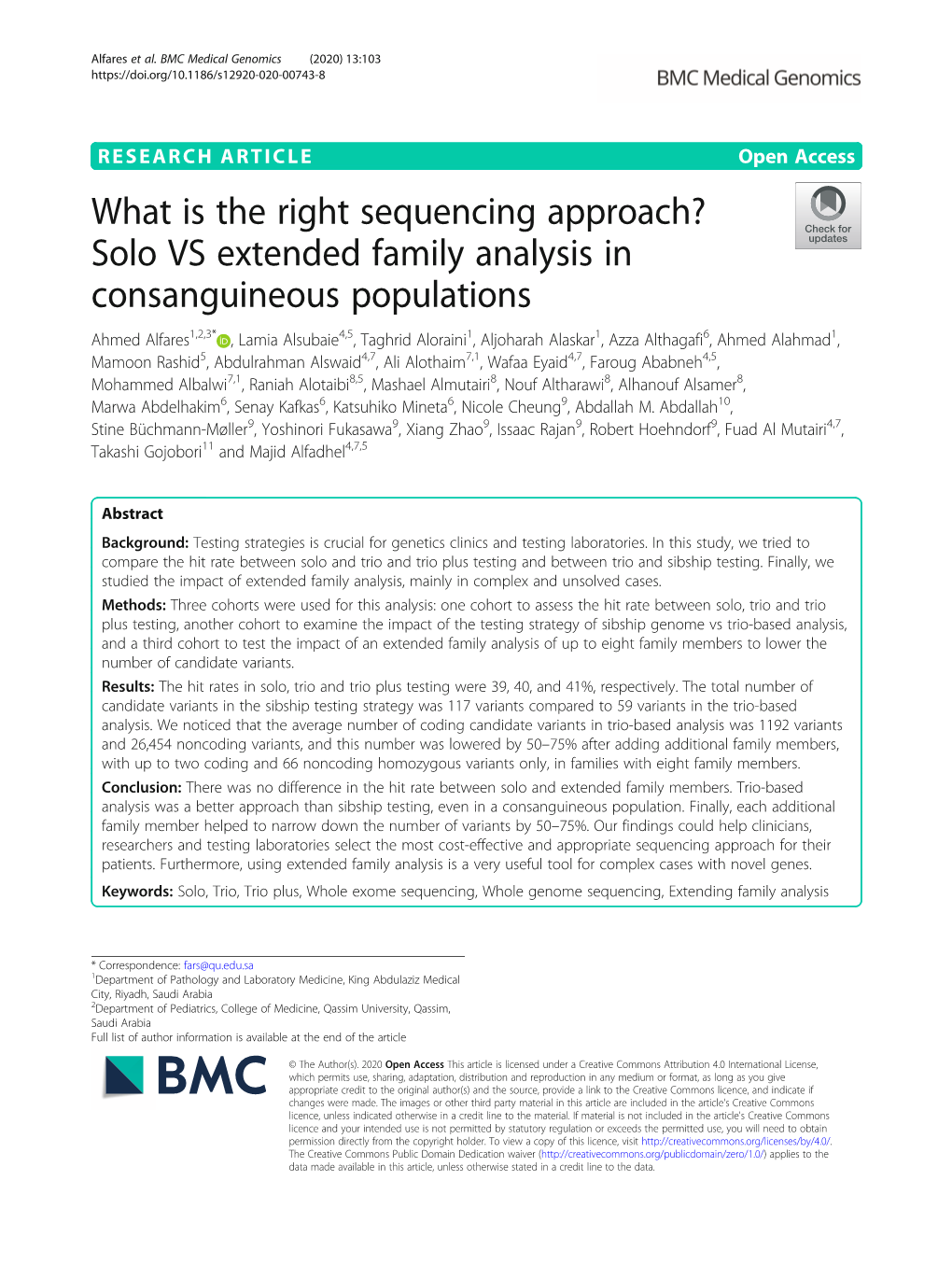 What Is the Right Sequencing Approach? Solo VS Extended Family Analysis