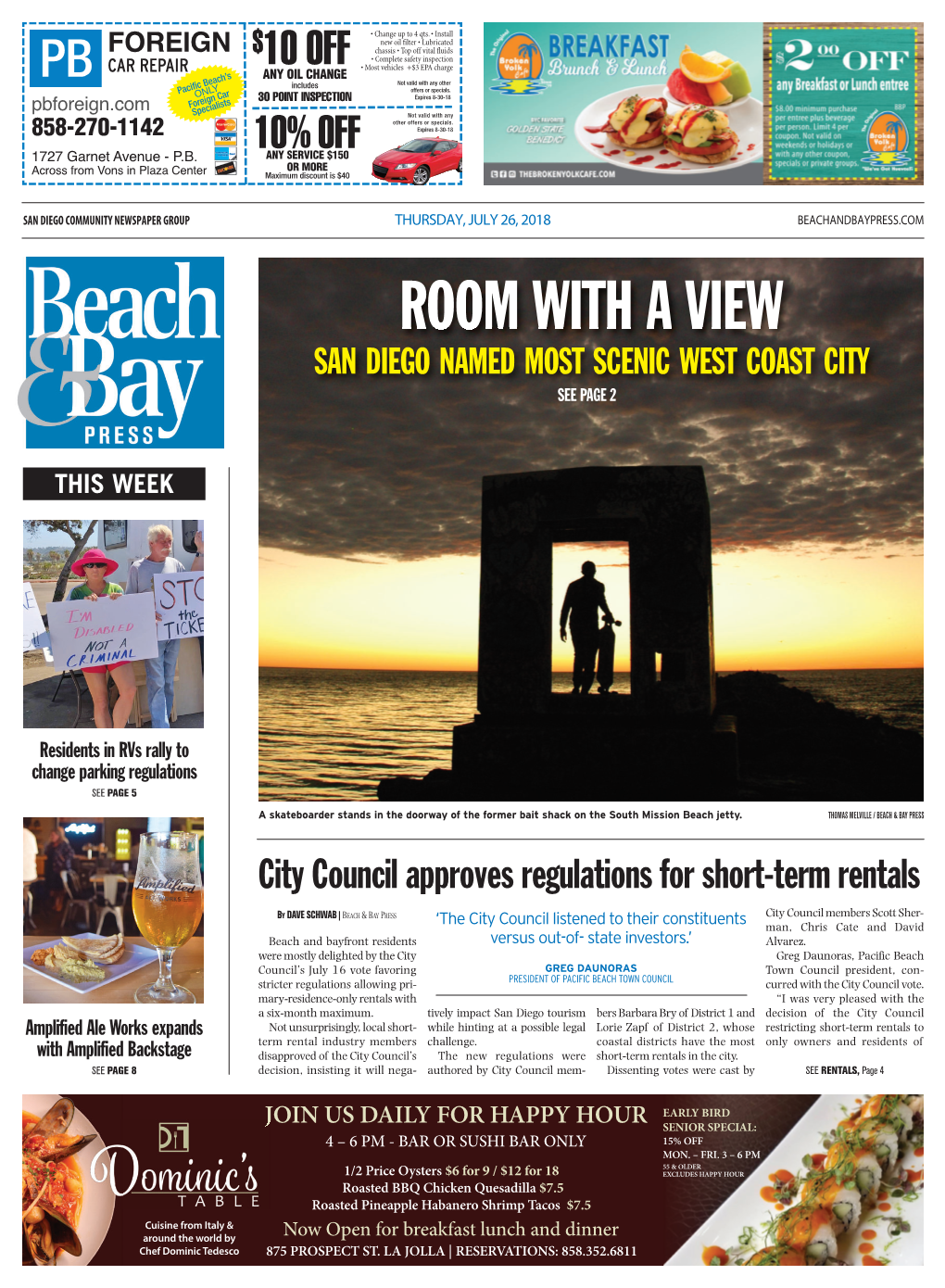 Room with a View San Diego Named Most Scenic West Coast City See Page 2