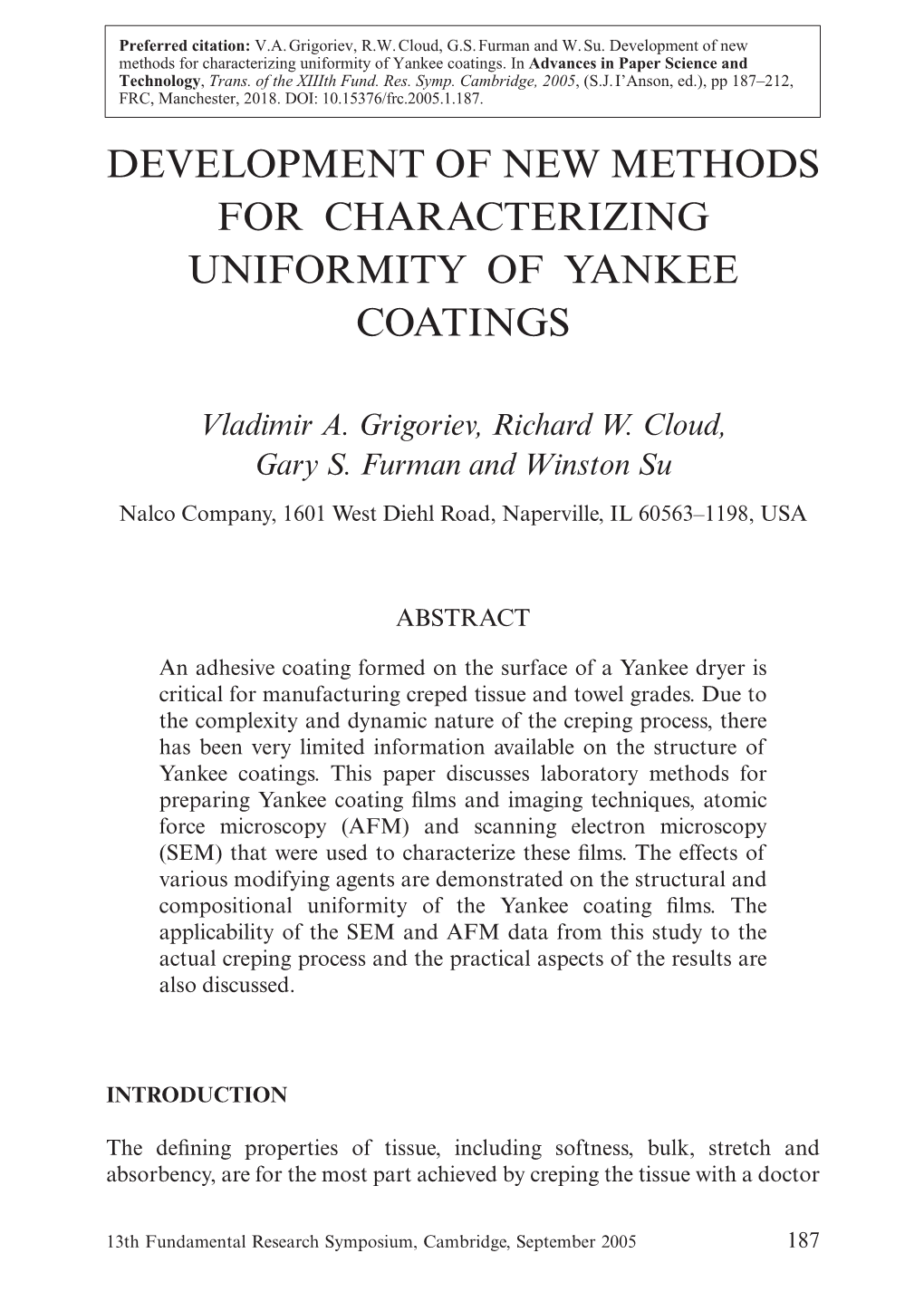 Development of New Methods for Characterizing Uniformity of Yankee Coatings