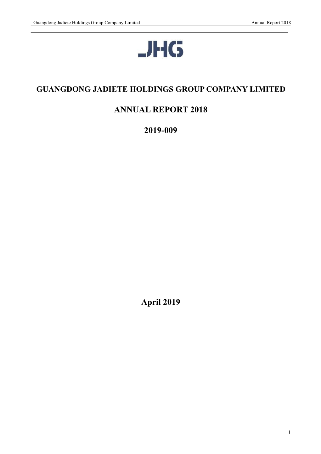 ANNUAL REPORT 2018 2019-009 April 2019