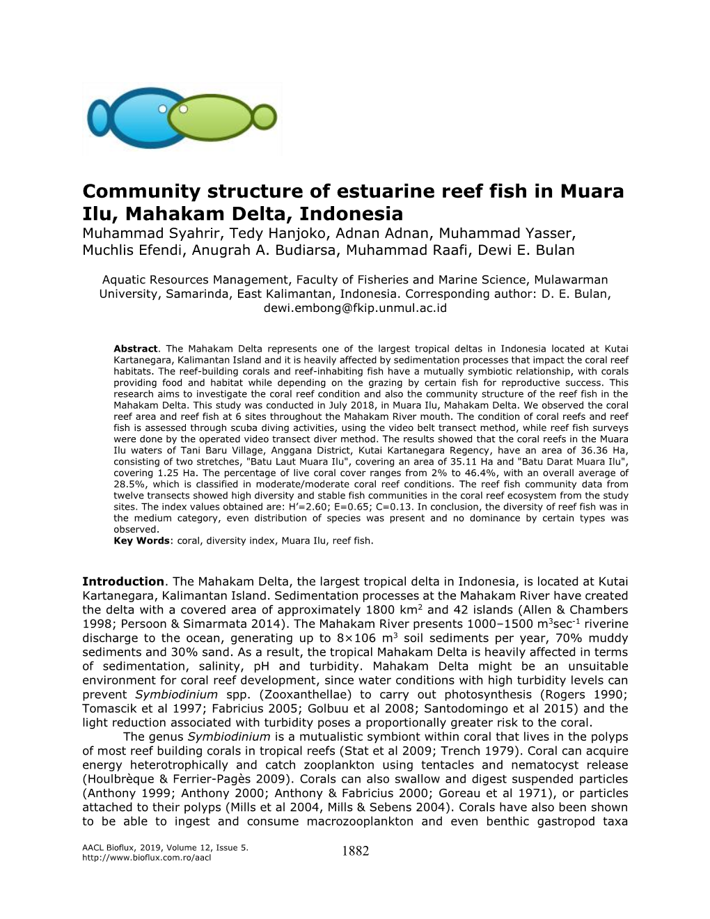 Community Structure of Estuarine Reef Fish in Muara Ilu, Mahakam Delta