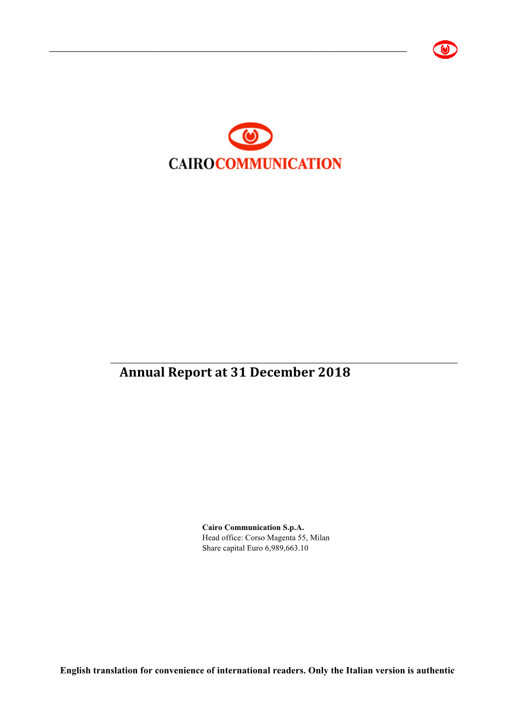 Annual Report at 31 December 2018