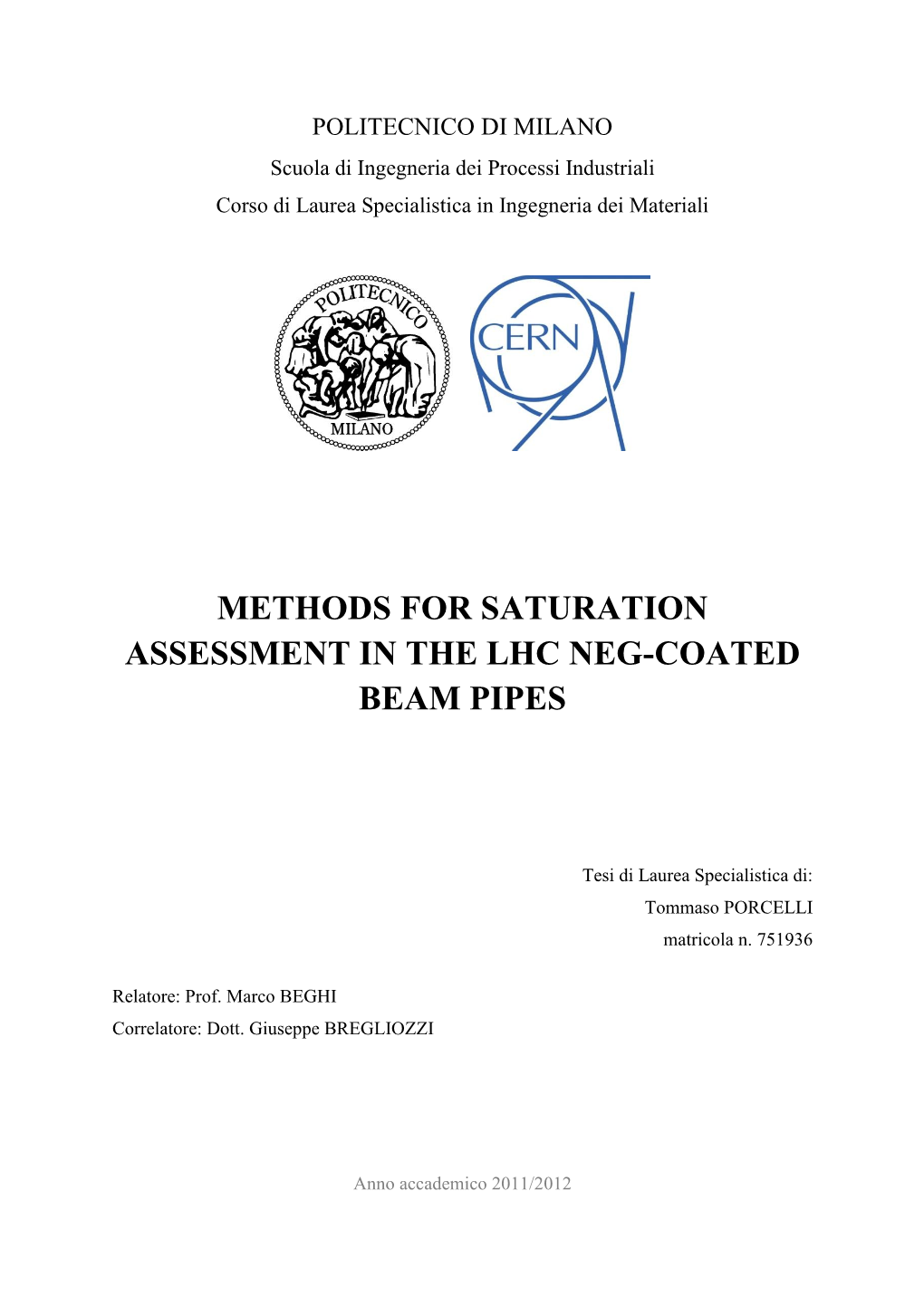 Methods for Saturation Assessment in the Lhc Neg-Coated Beam Pipes