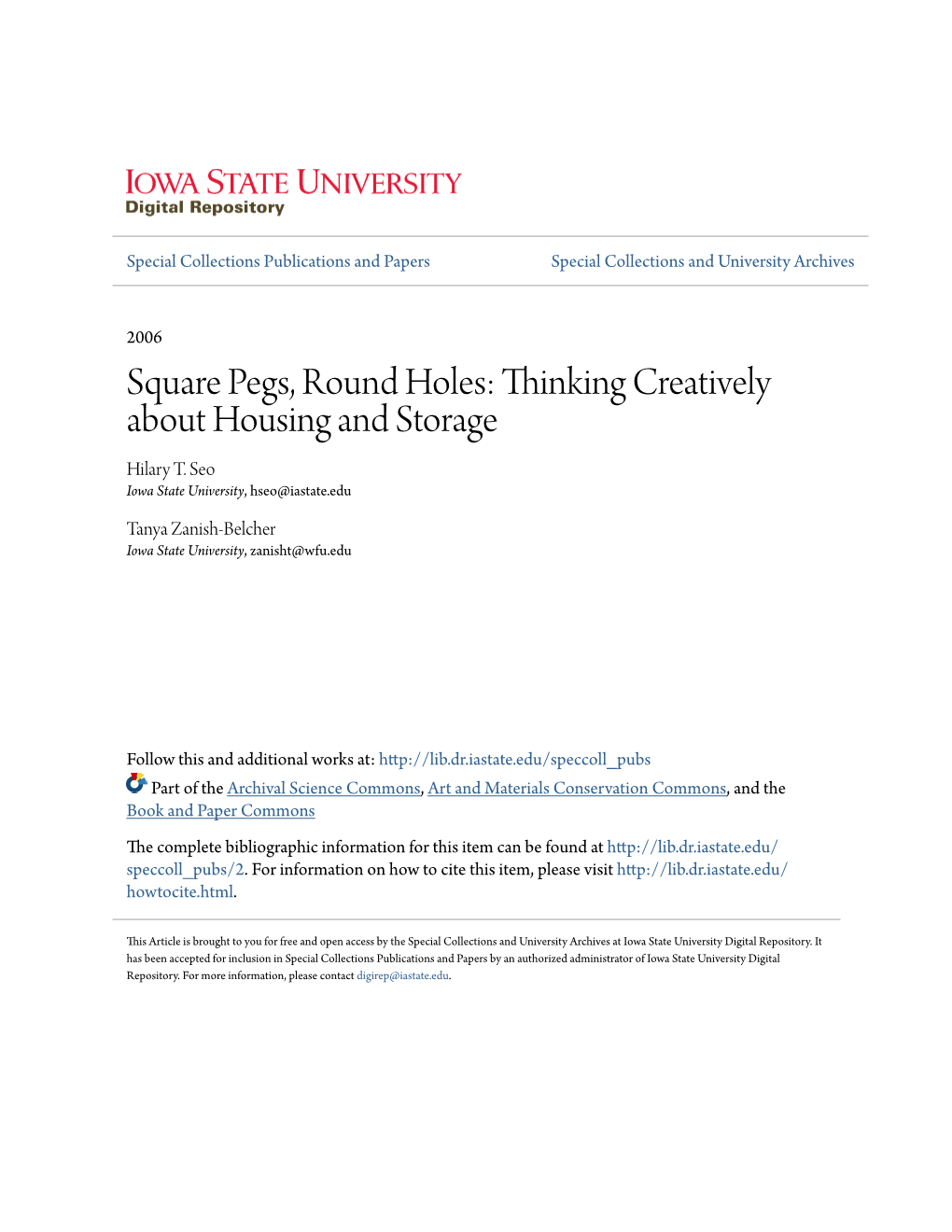 Square Pegs, Round Holes: Thinking Creatively About Housing and Storage Hilary T