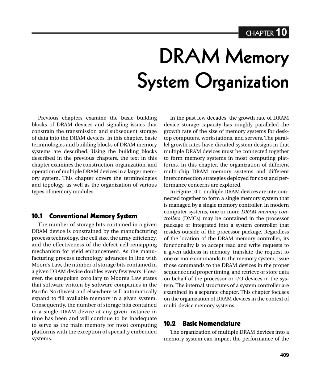 DRAM Memory System Organization