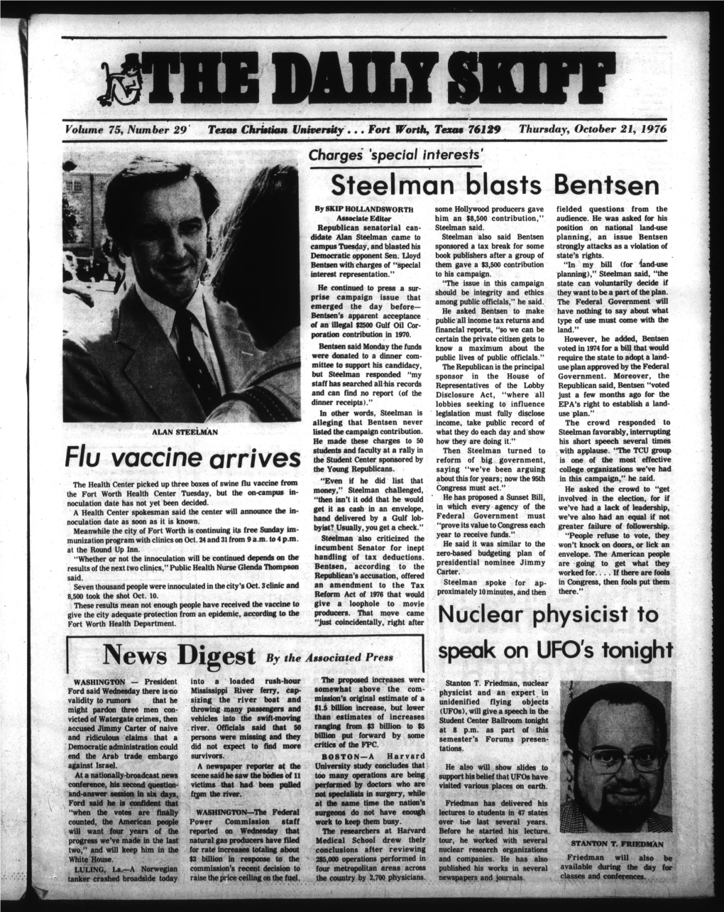 Steel Man Blasts Bentsen Flu Vaccine Arrives