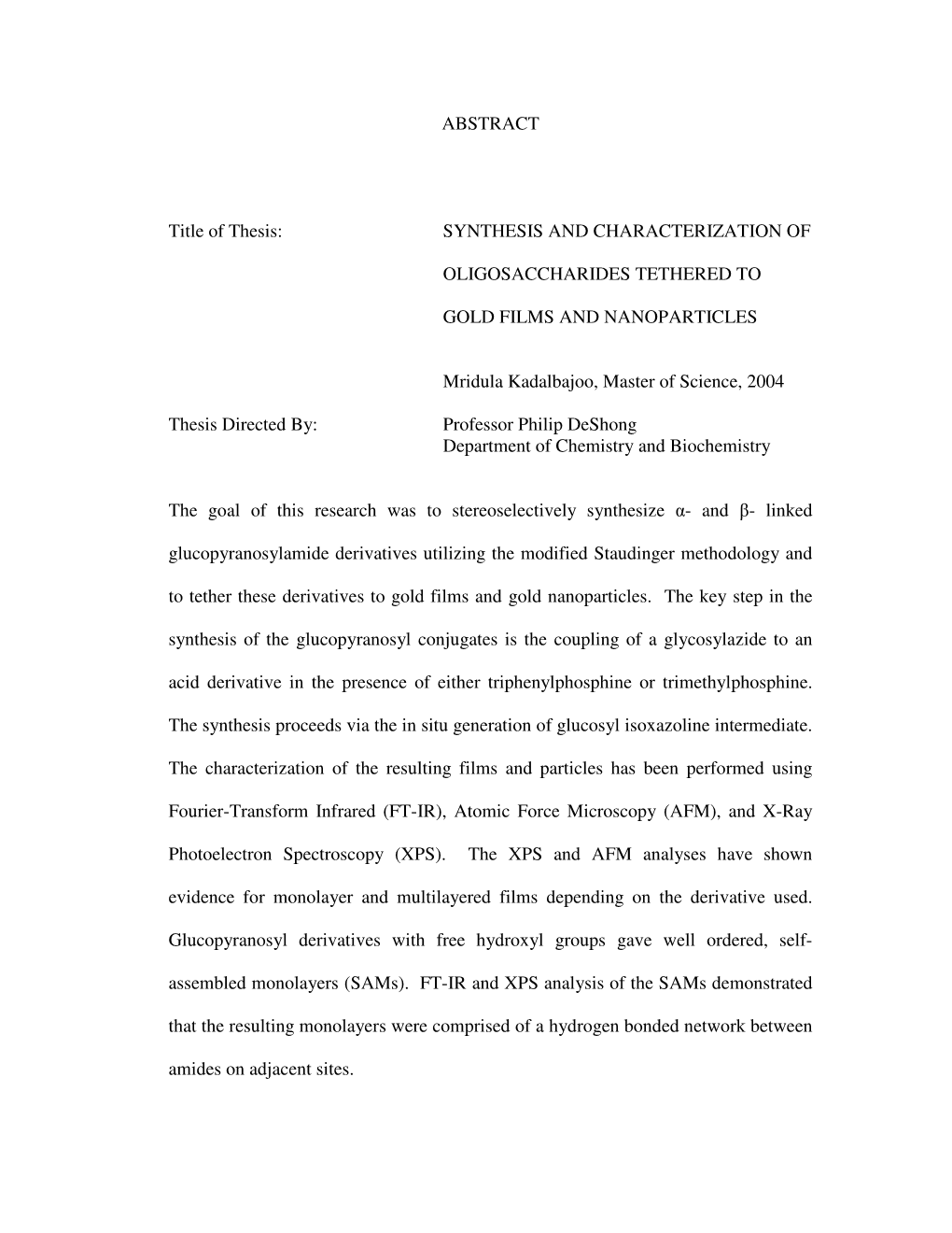 Synthesis and Characterization Of