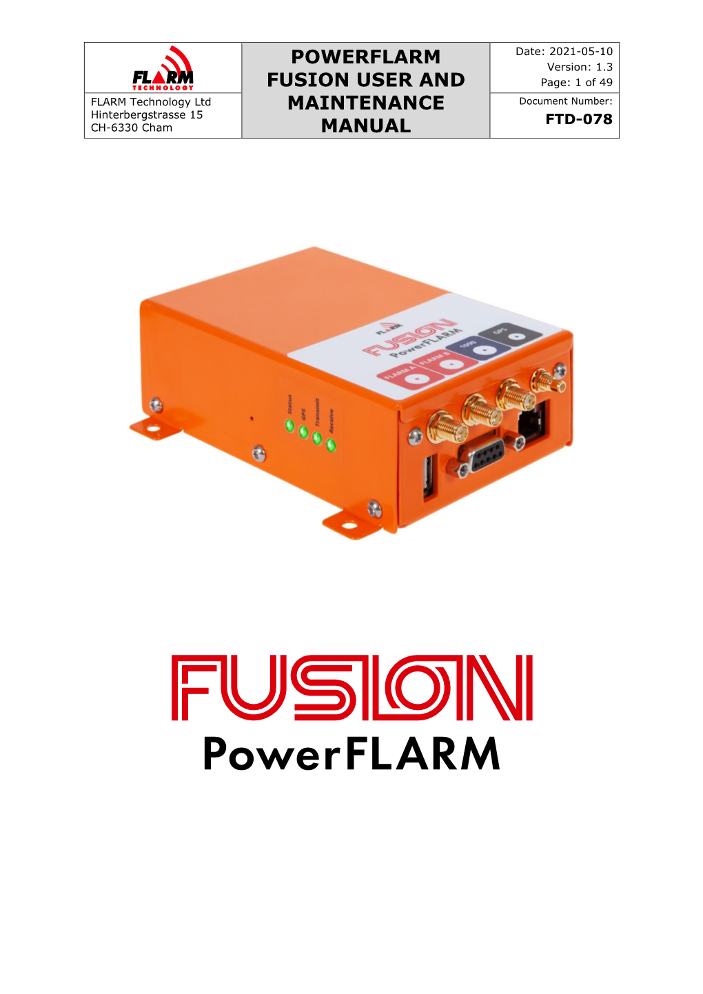 Powerflarm Fusion User and Maintenance Manual