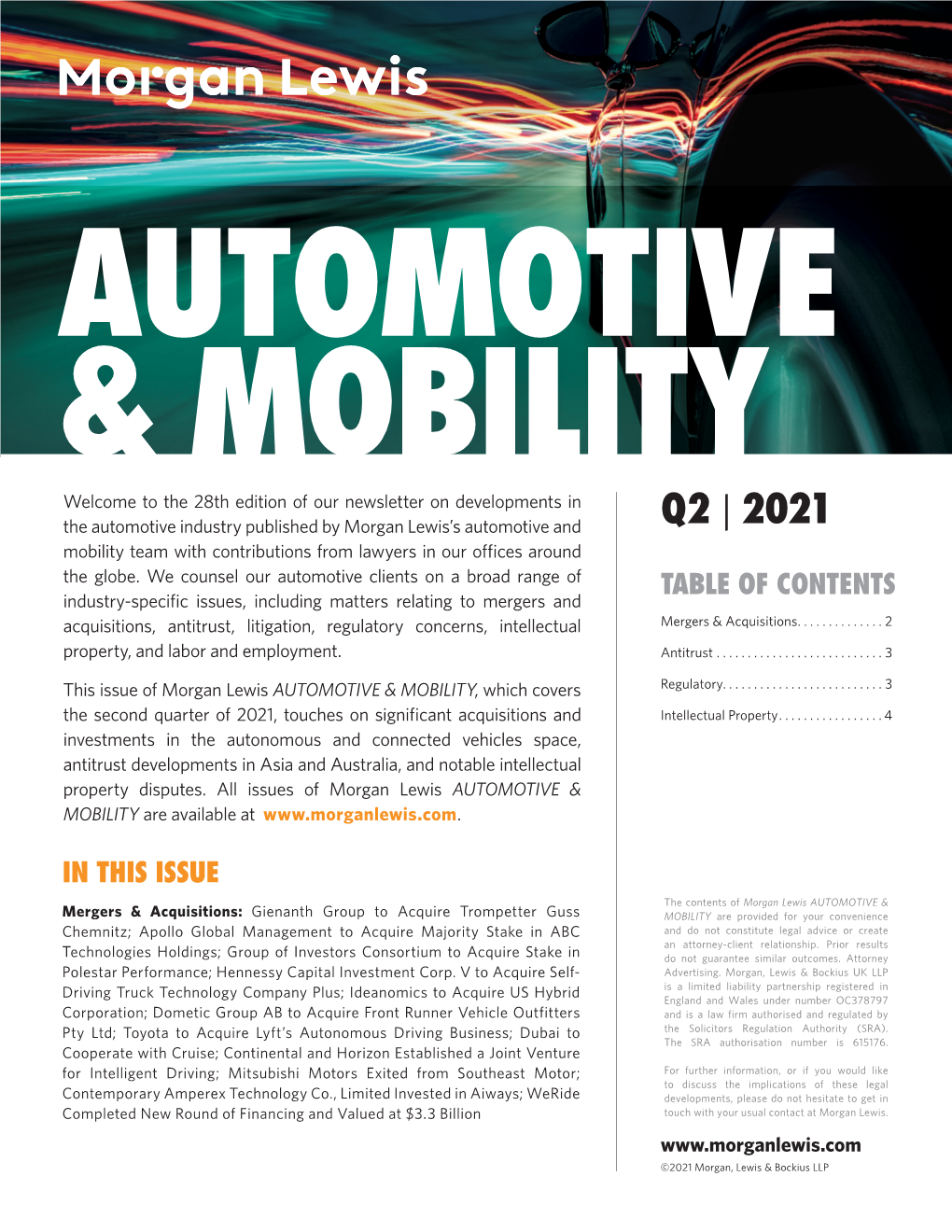 Read the Latest Issue of Morgan Lewis Automotive & Mobility