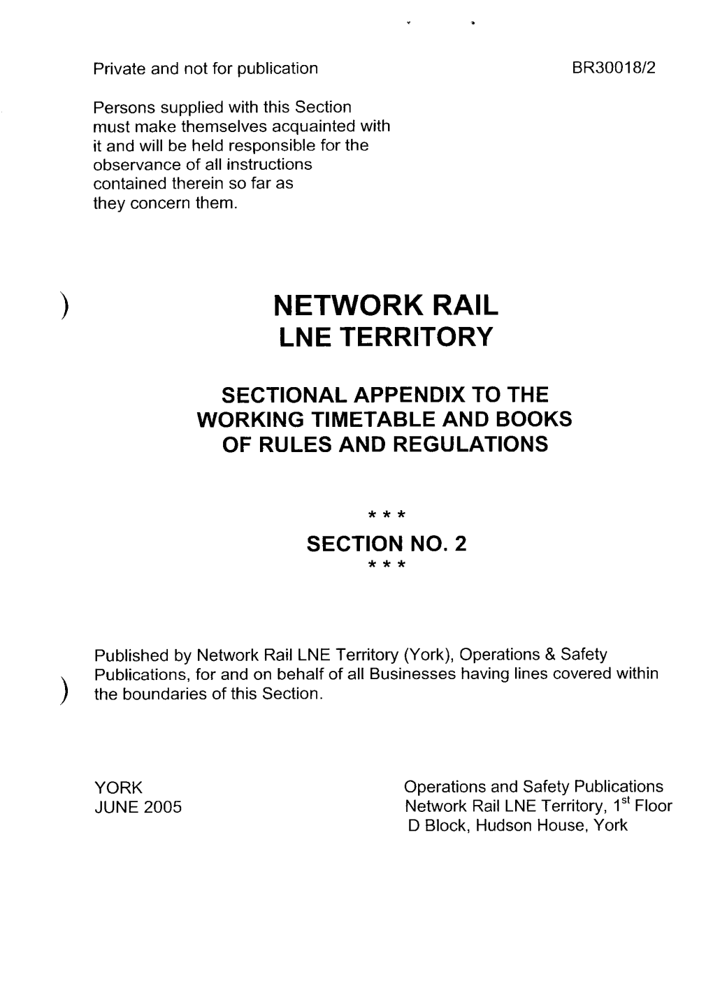 Network Rail Lne Territory