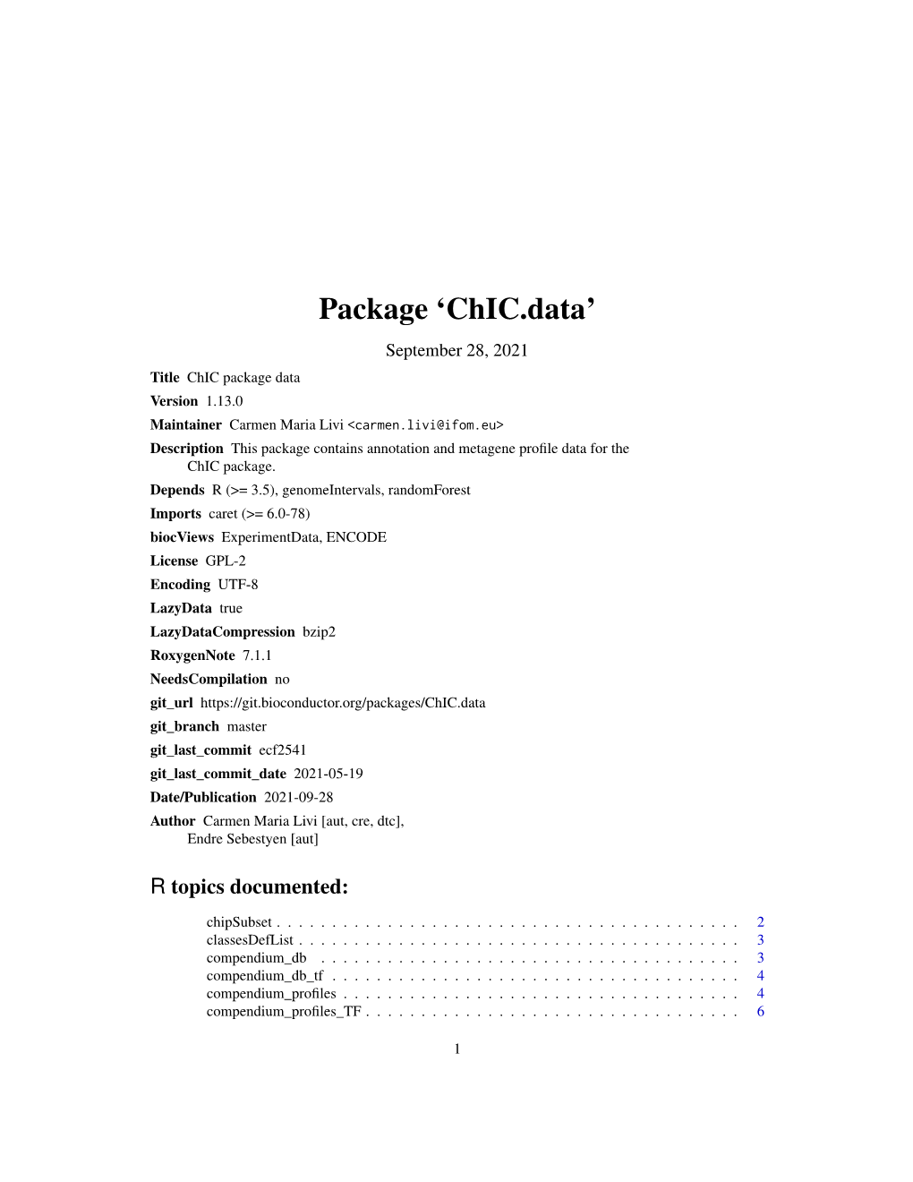 Package 'Chic.Data'