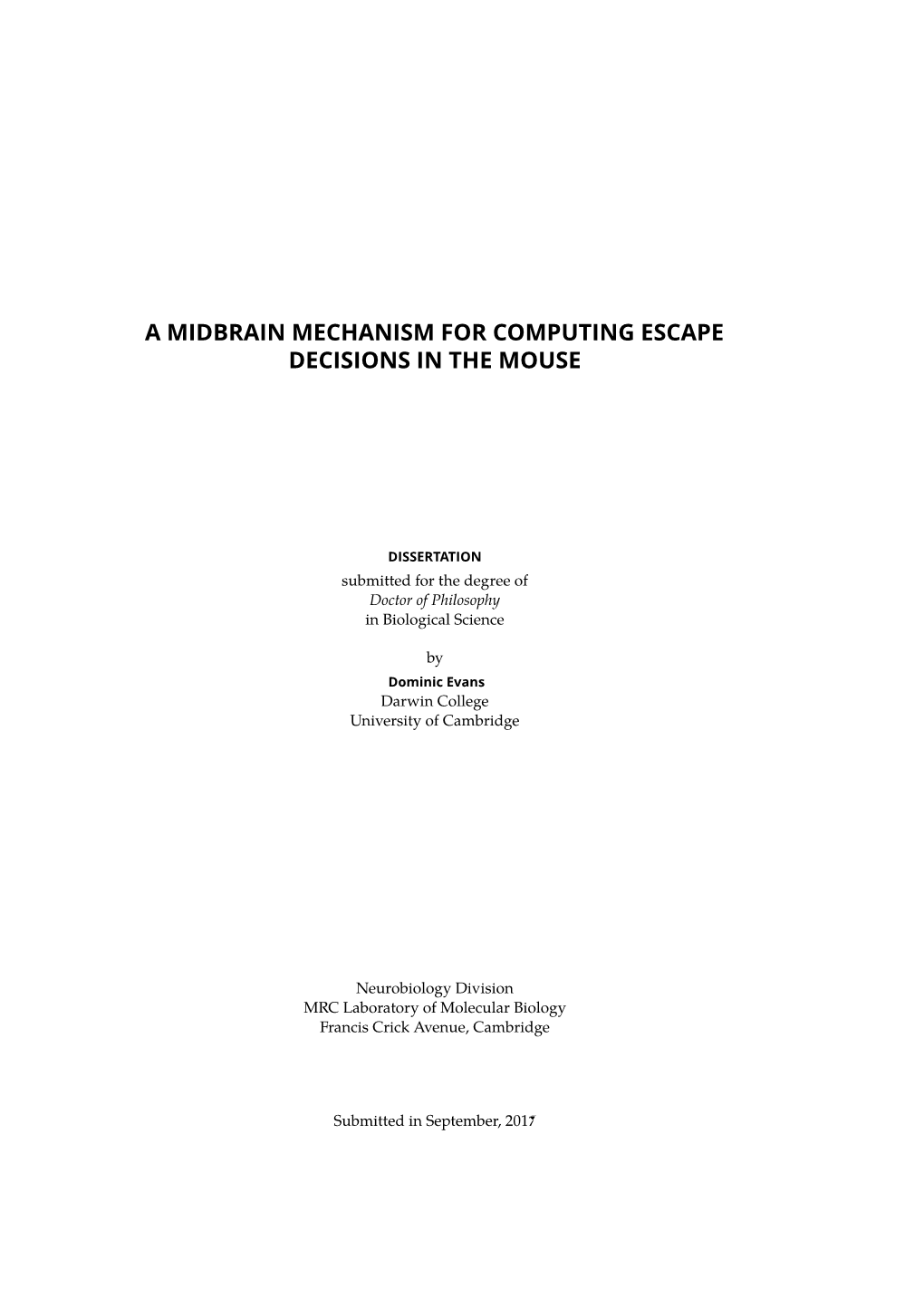 A Midbrain Mechanism for Computing Escape Decisions